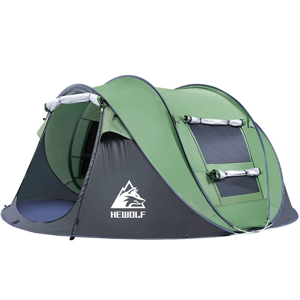 Hewolf 2/4 Person Instant Pop Up Camping Tent - Waterproof Automatic Family Tent for Outdoor Adventures, Hiking & Travel | Perfect for Backpacking, Beach Trips & Family Camping