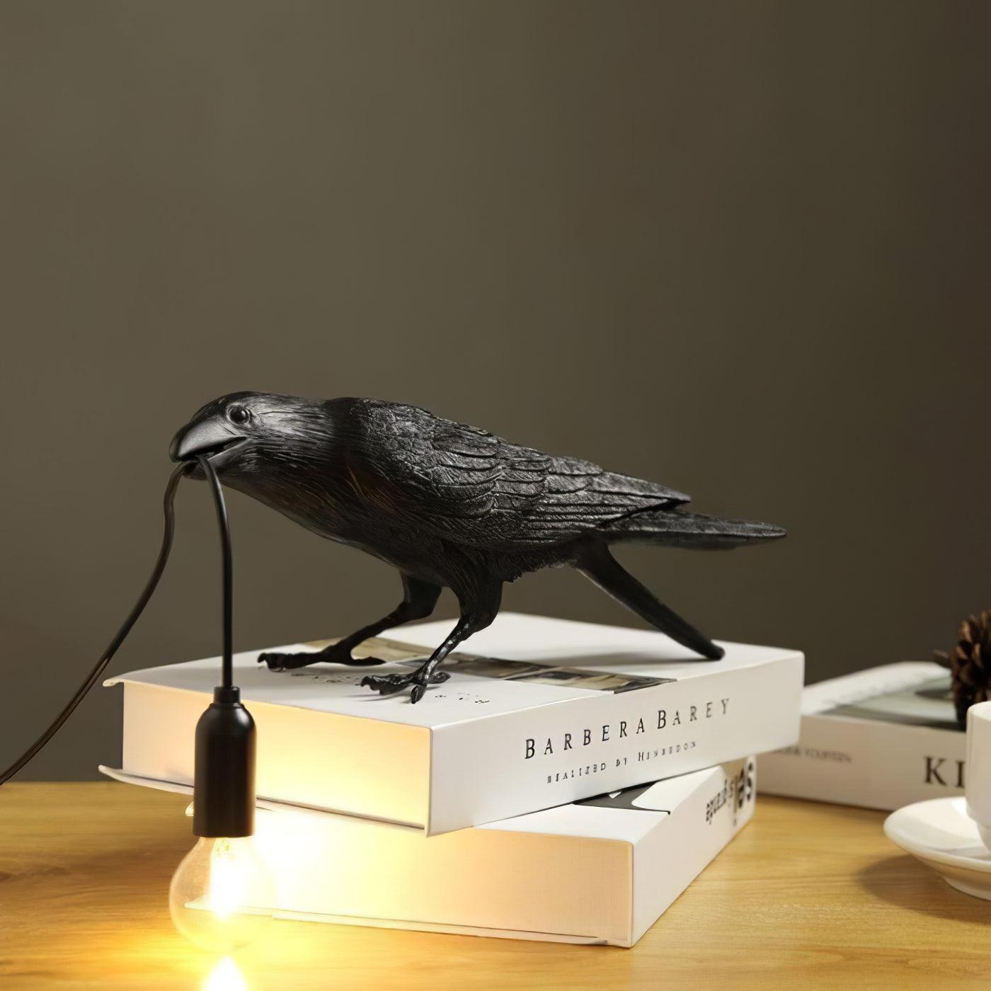 Raven Resin Table Lamp - Modern Gothic Home Decor for Bedroom, Living Room, Office - Handcrafted Night Light with Adjustable Brightness for Reading & Relaxation
