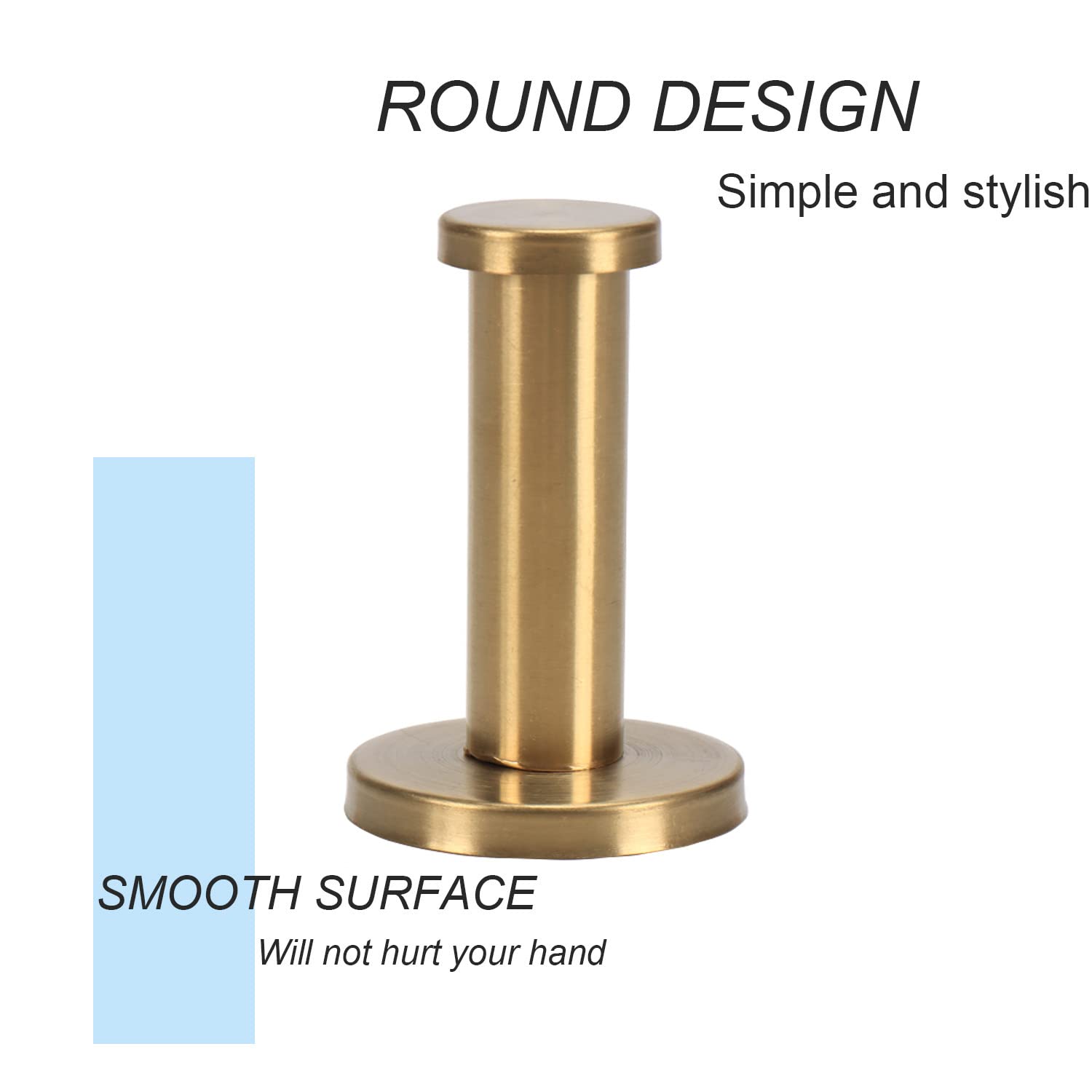 6 Pack Round Stainless Steel Bath Towel Hooks - Heavy Duty 304 SUS Wall Mounted Coat & Robe Hangers for Bathroom, Bedroom, Kitchen - Gold Finish (3 Inch) - Perfect for Organizing Towels, Robes & Clothes in Home & Hotel Spaces