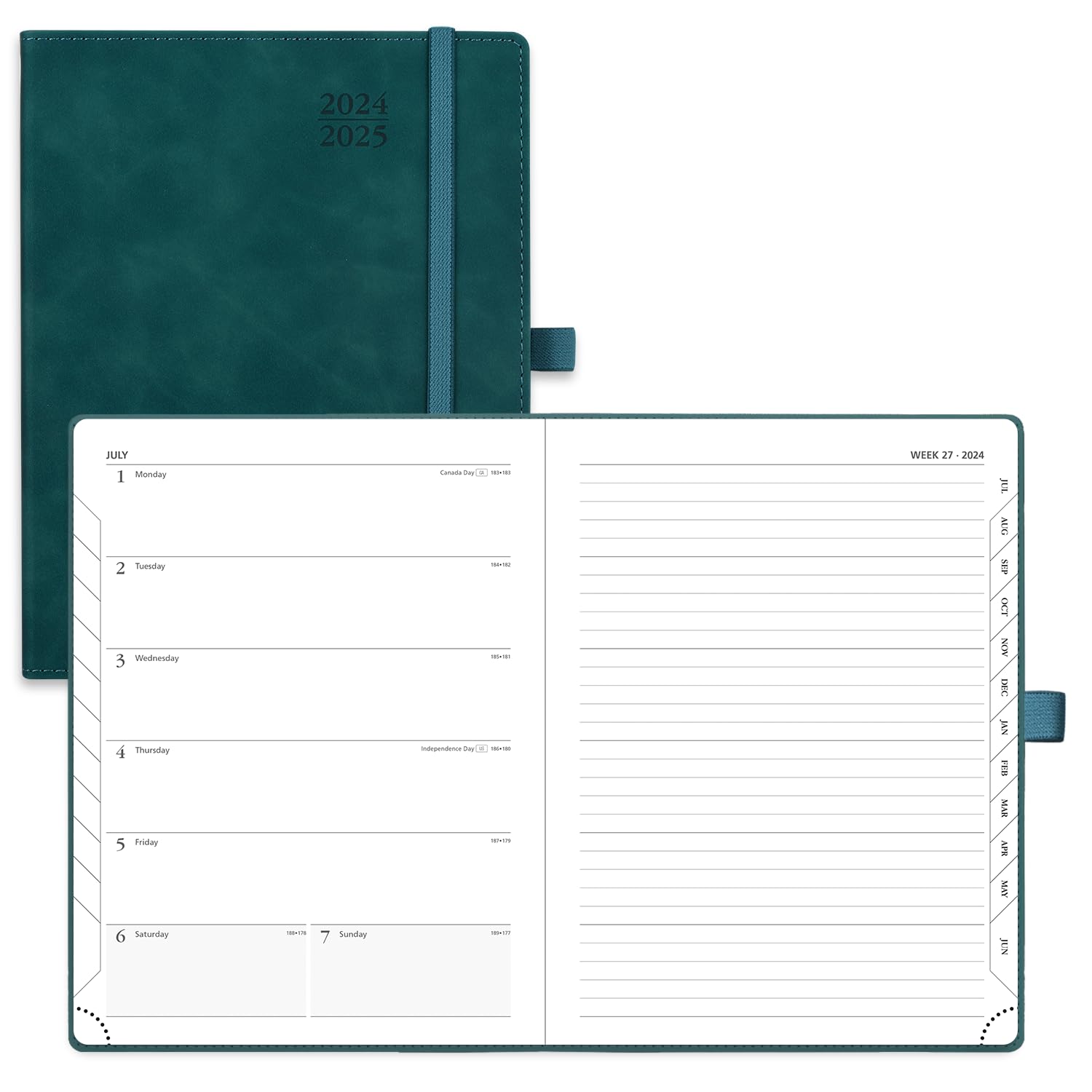 POPRUN 2024-2025 Academic Planner (6.5'' x 8.5'') - Weekly & Monthly Organizer with Leather Cover, Monthly Tabs, Inner Pocket - Perfect for Students, Professionals & Time Management - Great for School, Work & Daily Planning (July 2024 - June 2025)