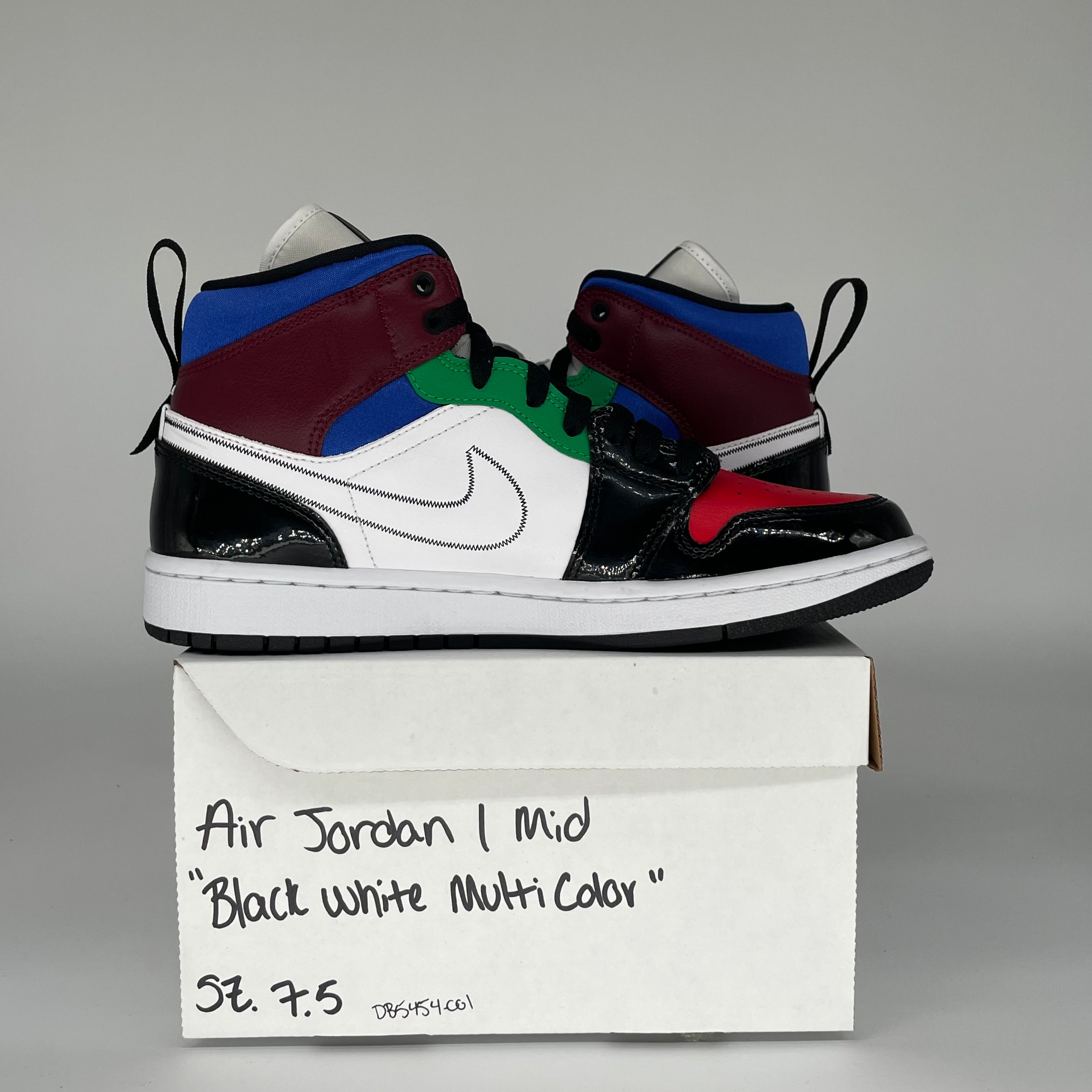 AIR JORDAN 1 MID Black White Multi-Color Women's Sneakers Size 7.5/9W (DB5454-001) - Perfect for Casual Wear, Street Style & Basketball Fashion