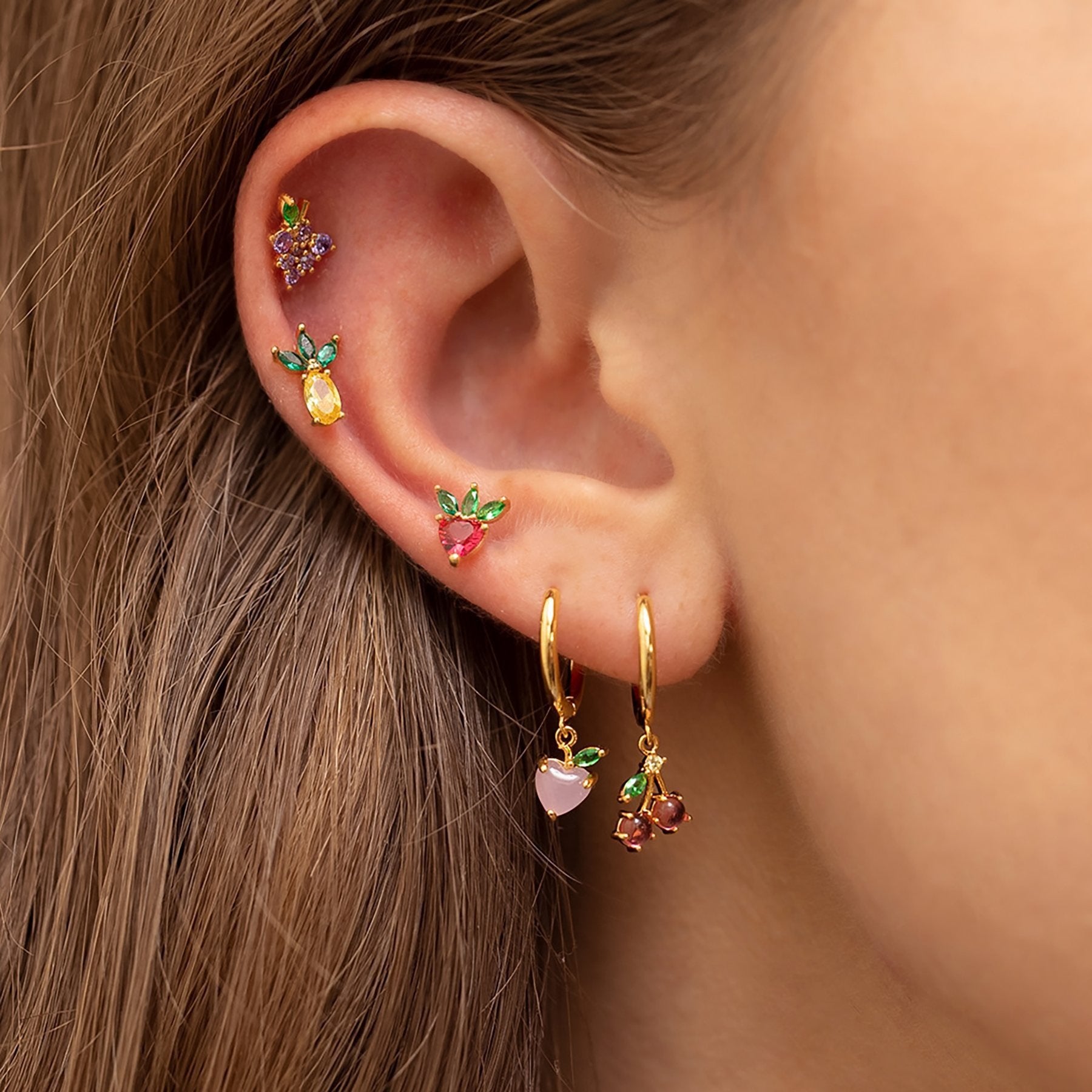 20G Mini Peach Helix Anti Tragus Fruit Stud Earrings - Dainty Cartilage Piercing Jewelry for Women | Perfect for Everyday Wear & Special Occasions