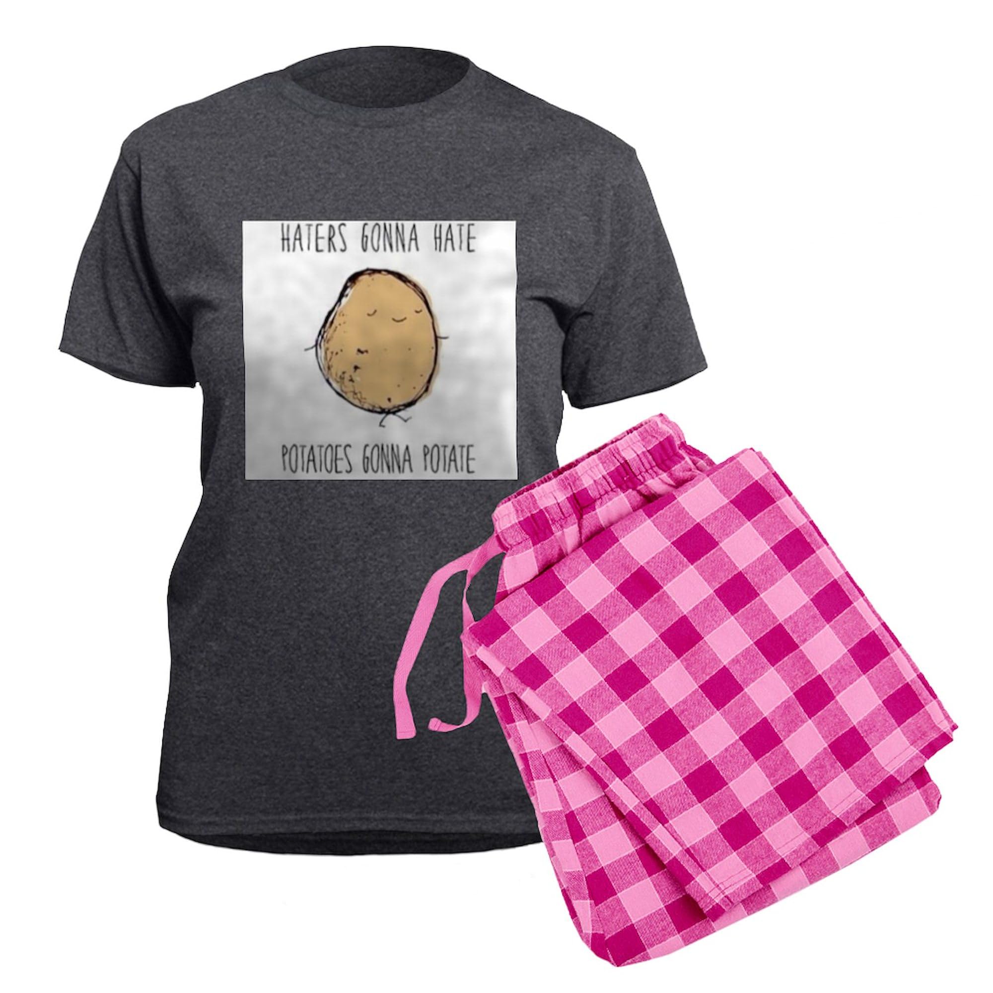 CafePress Haters Gonna Hate, Potatoes Gonna Potate Women's Novelty Pajama Set - Soft Charcoal Sleepwear for Women, Funny Matching Pajamas for Sleepovers, Girls Night In, and Relaxing at Home