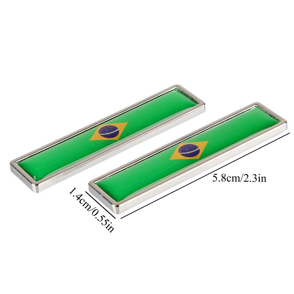 1 Pair 3D Brazilian Flag Metal Car Stickers - Aluminum Auto & Motorcycle Decals for Trunk, Body, and Styling | Perfect for National Pride, Car Shows, and Personalizing Your Vehicle
