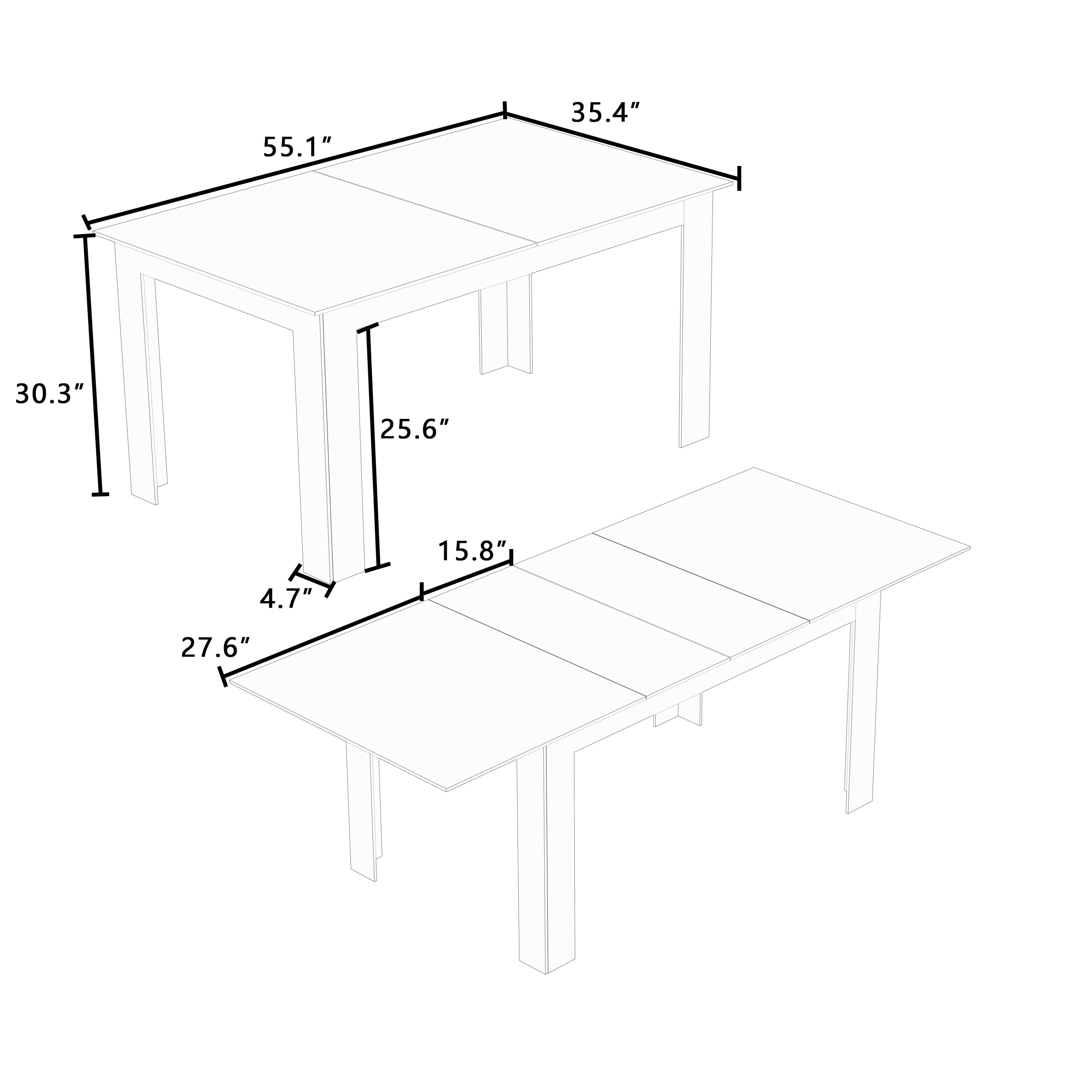 5-7.2FT Extendable Dining Table for 6-8 People - Modern Midcentury Expandable Kitchen Table with Leaf - Space Saving Dining Room Furniture for Small Homes & Apartments - Perfect for Family Dinners & Entertaining Guests