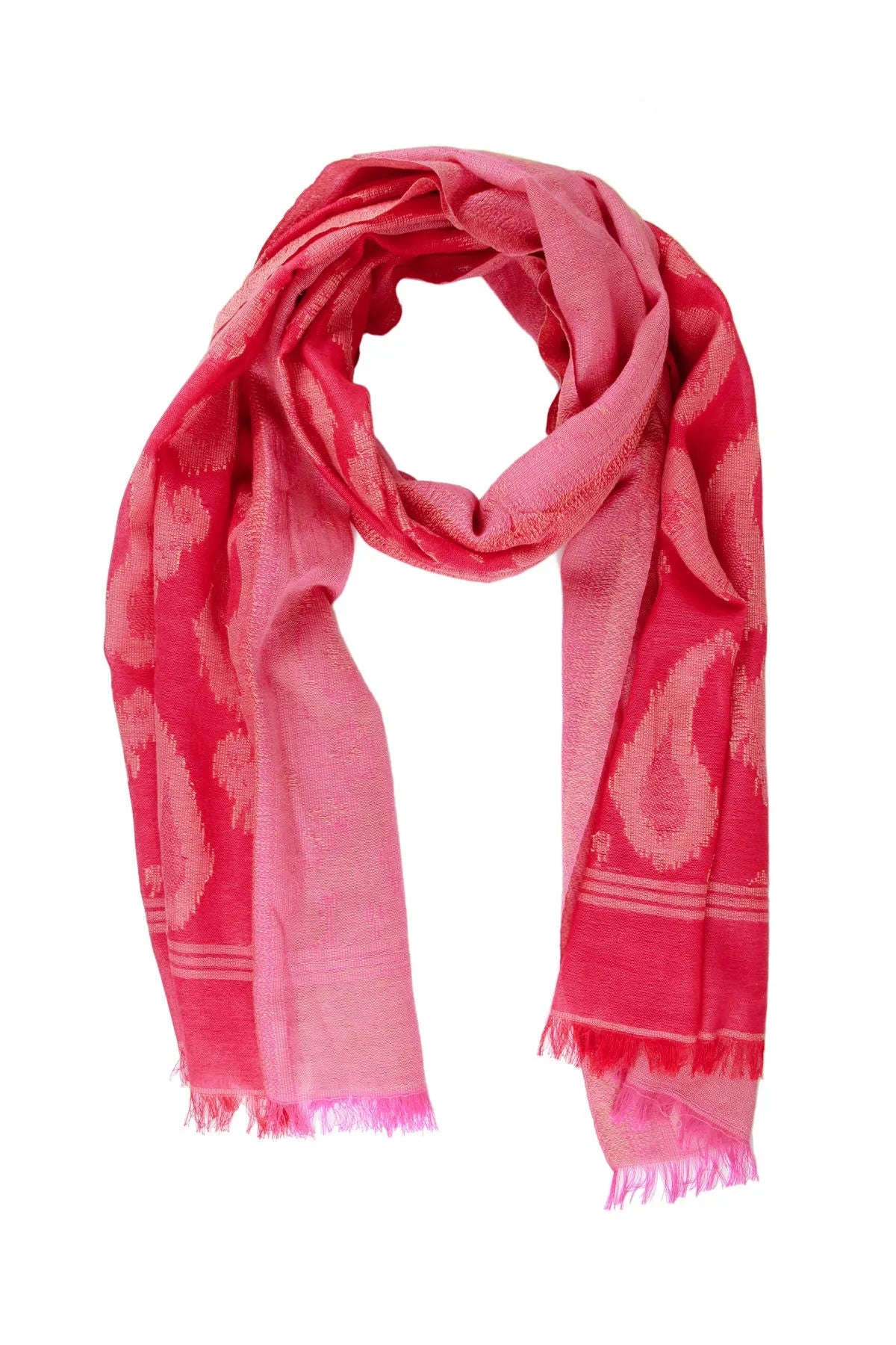 Stylish Paisley Printed Pink Coral Cotton Scarf for Women - Soft Fashion Accessory for Spring, Fall & Winter Outfits