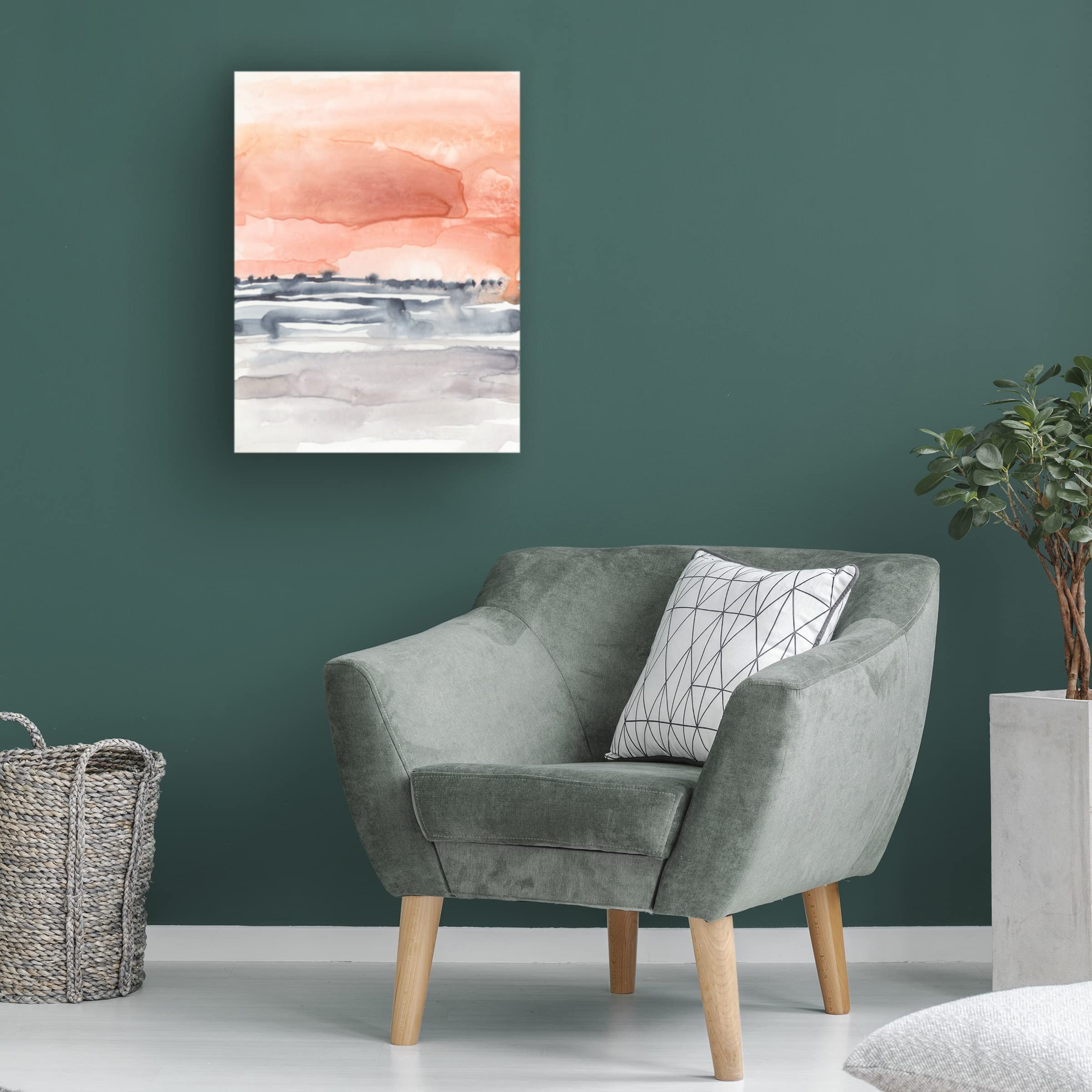 Jennifer Goldberger 'Coral Sky II' Canvas Wall Art Print - Modern Abstract Ocean Painting for Living Room, Bedroom & Office Decor