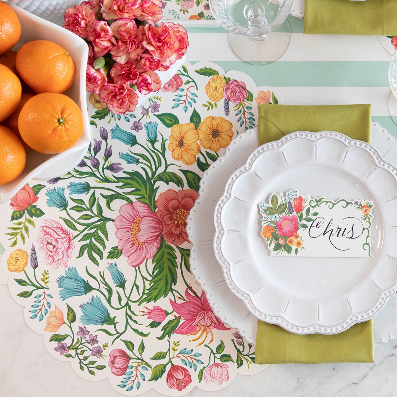 Sweet Garden Floral Die-Cut Placemat - Elegant Table Setting for Dining, Parties & Home Decor
