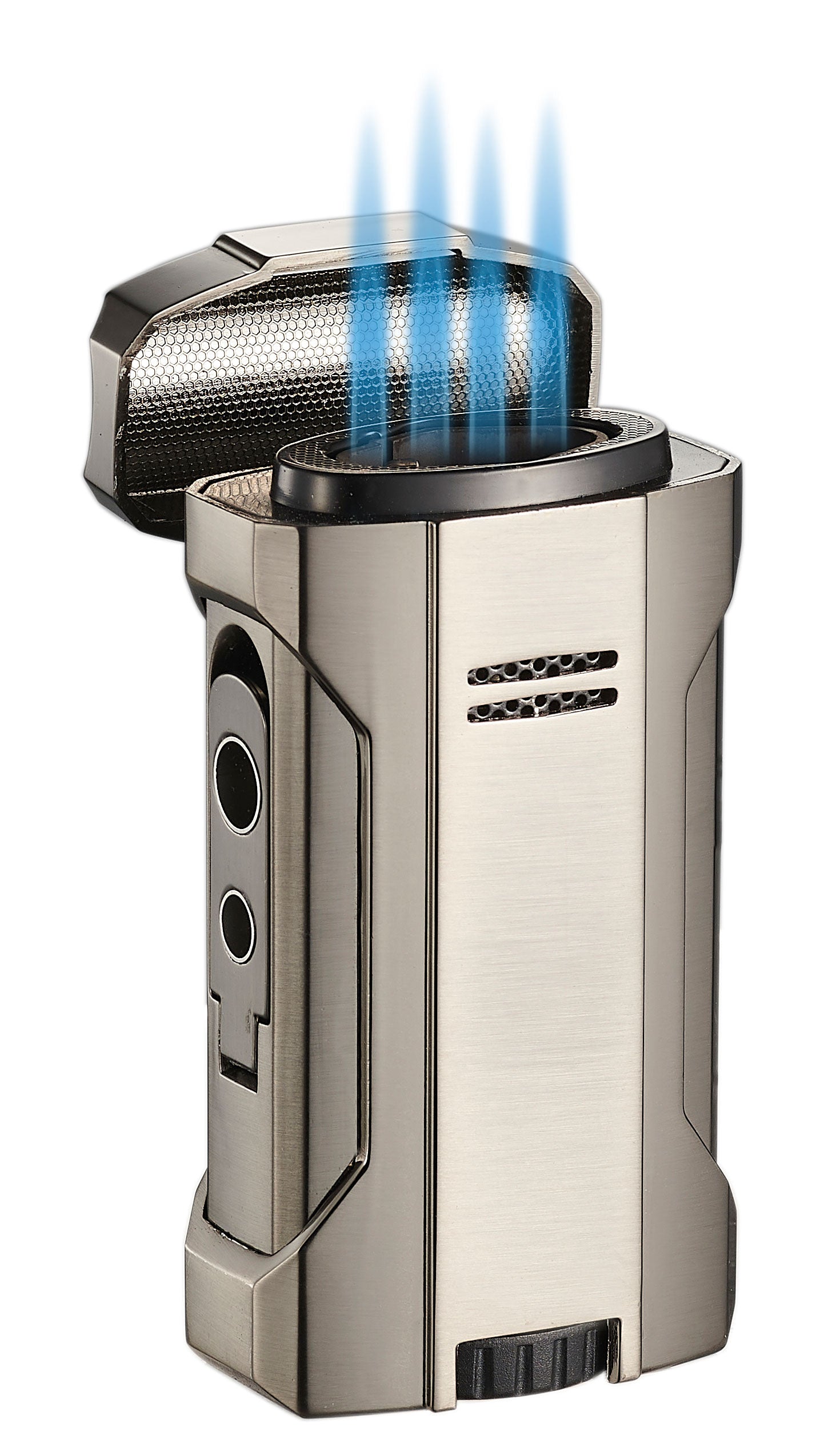 Premium Visol Rhino 2.0 Gunmetal Quad Flame Torch Lighter for Cigars - Windproof Butane Lighter for Outdoor Use, Cigar Smoking, Camping & BBQ