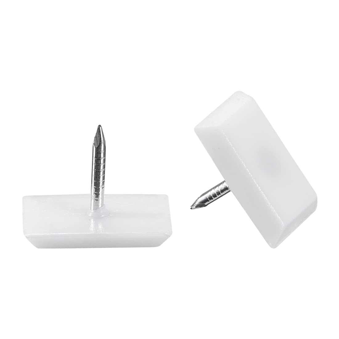 uxcell 80pcs White Plastic Furniture Glides - 18mm x 12mm Square Chair & Table Leg Protectors - Non-Slip Floor Protectors for Hardwood, Tile & Laminate Floors - Prevent Scratches & Reduce Noise