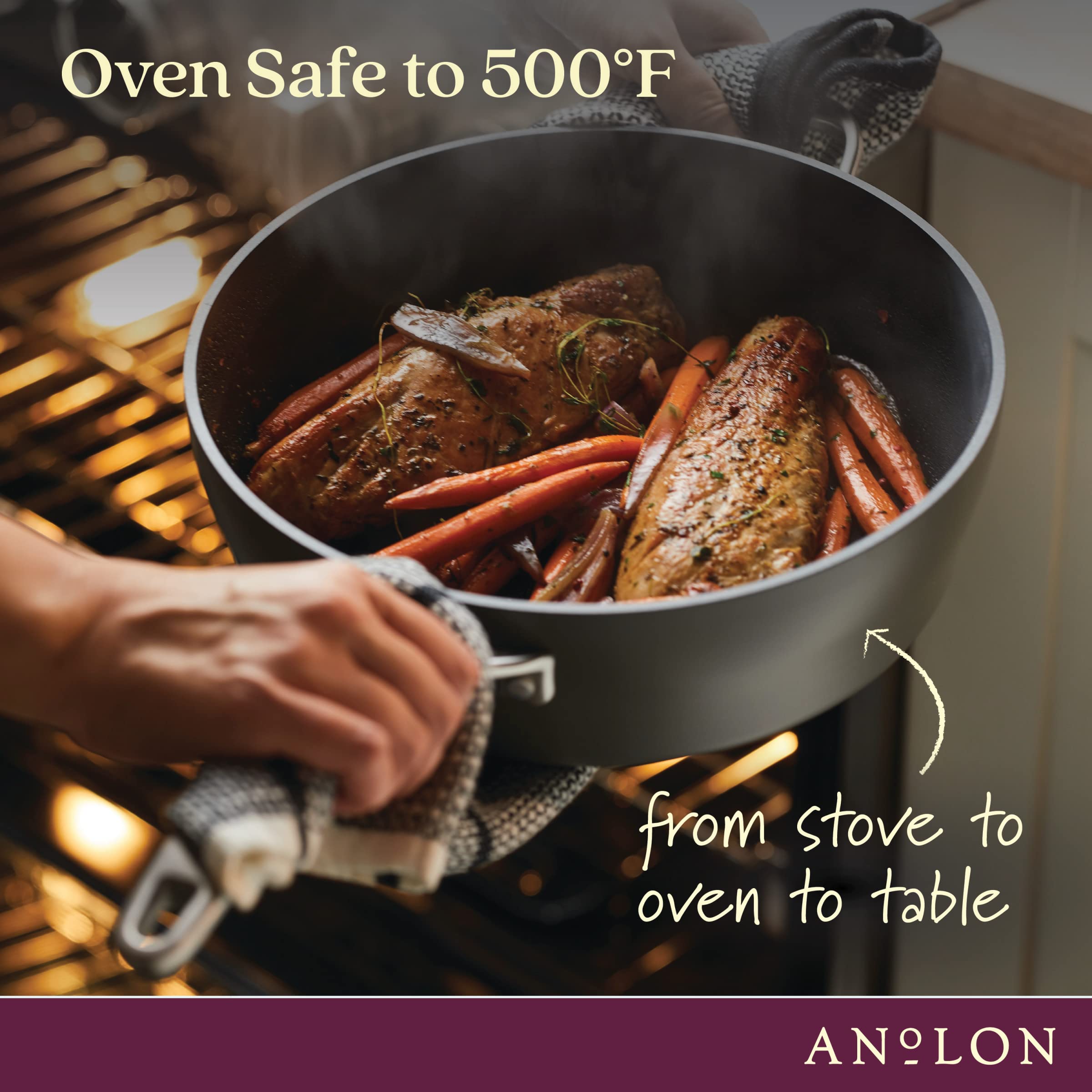 Anolon Allure 11-Inch Hard Anodized Nonstick Deep Square Griddle Pan & Grill - Dark Gray | Perfect for Indoor/Outdoor Cooking, Grilling, Searing & Serving Steaks, Burgers & Breakfast Foods