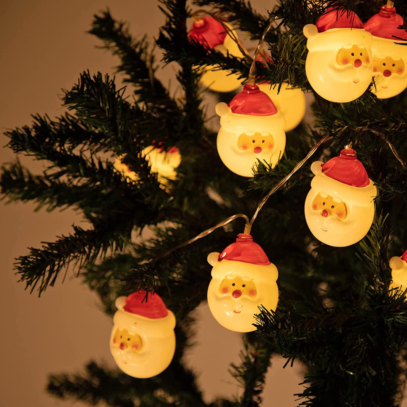 40 LED Santa String Lights - 19.7Ft Warm White Christmas Fairy Lights with 3 AA Battery Power (Batteries Not Included) | Perfect for Indoor Outdoor Christmas Decorations, Bedroom Wall, Garden Party & Holiday Lighting