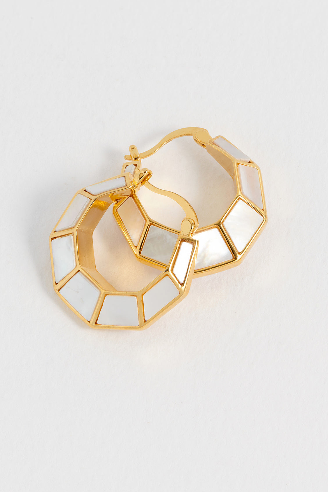 Stylish Pearl Octagon Hinge Hoop Earrings for Women - Trendy Geometric Jewelry Gift for Party, Wedding & Everyday Wear