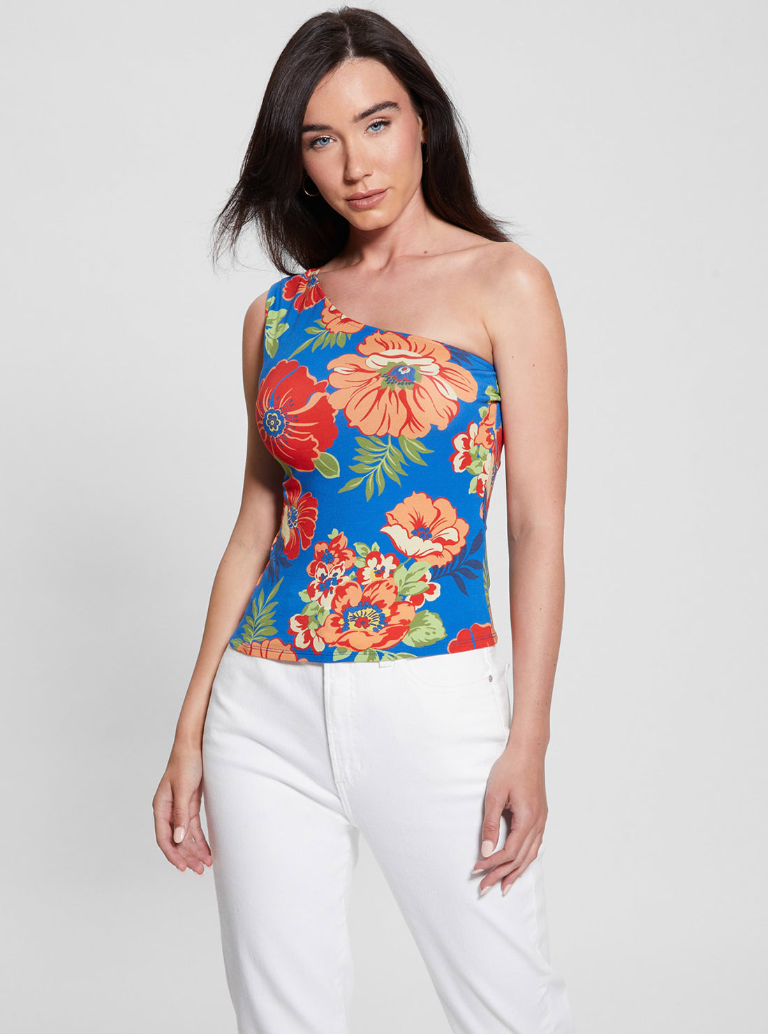 Blue One Shoulder Linda Top - Elegant Women's Off-Shoulder Blouse for Party, Night Out & Special Occasions