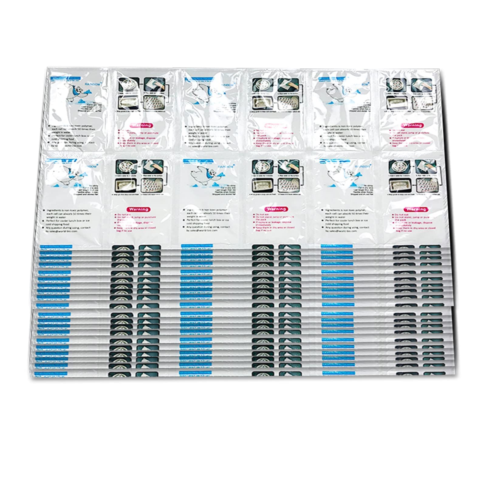 Reusable Ice Pack Sheets for Coolers & Shipping - Long Lasting Leakproof Cold Packs, Flexible Freeze Blankets (12 Cells Each, 100 Sheets) - Perfect for Lunch Boxes, Food Delivery & Medical Cold Therapy