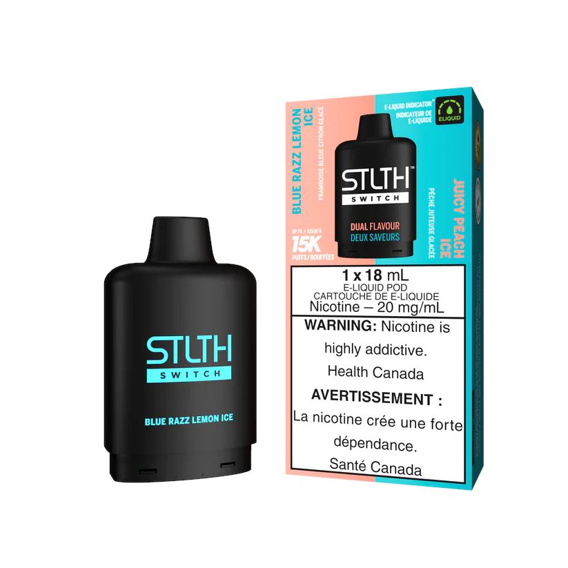 Blue Razz Lemon Ice & Juicy Peach Ice STLTH Switch 15K Disposable Vape - Refreshing Fruit Flavors for All-Day Vaping | Perfect for Travel, Work & Relaxation