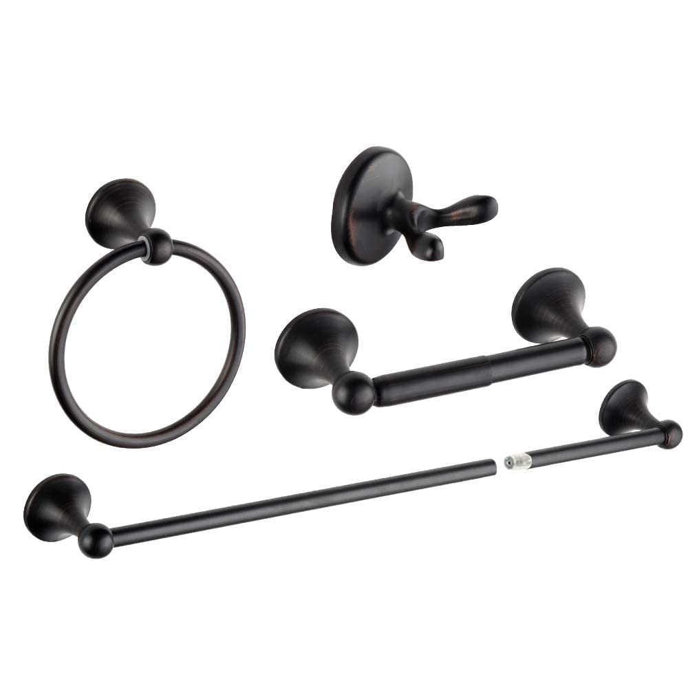 8-Piece Bathroom Accessory Set - Adjustable Towel Bar, Towel Ring, Toilet Paper Holder & Robe Hook - Oil Rubbed Bronze Wall Mounted Bathroom Hardware - Perfect for Modern Bathrooms, Powder Rooms & Spa-Style Decor