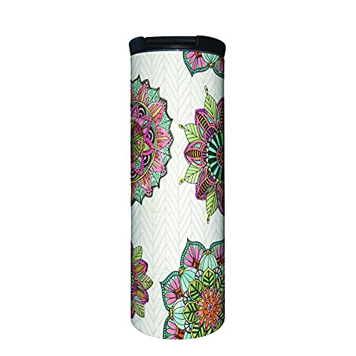 Mandala Morning 17 oz Tumbler with Lid, Stainless Steel, Vacuum Insulated with Slide Lock Lid, Leak Proof