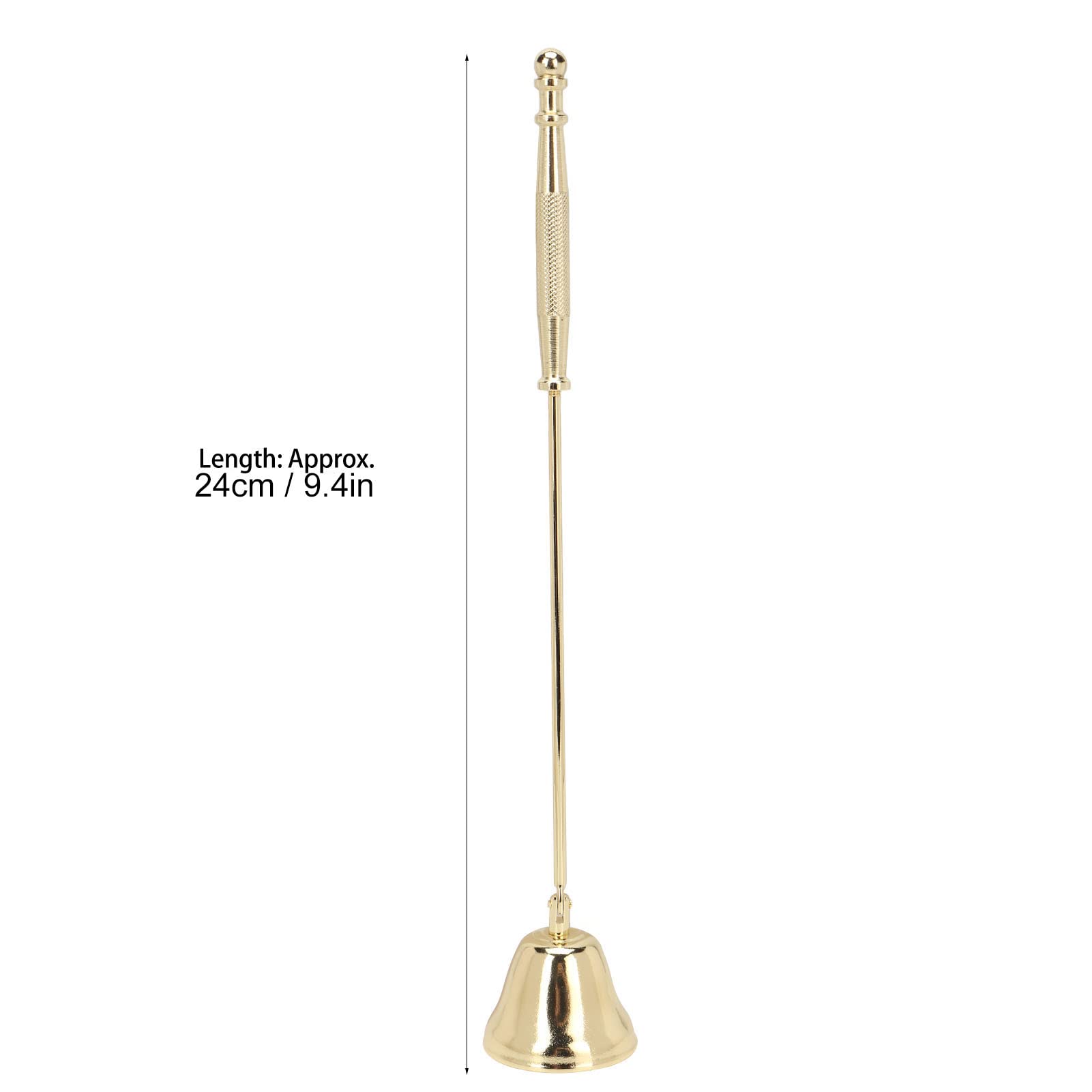 Golden Iron Plated Candle Snuffer Set with Long Handle - Bell Shape Wick Extinguisher for Home Decor, Wedding, Church & Relaxation