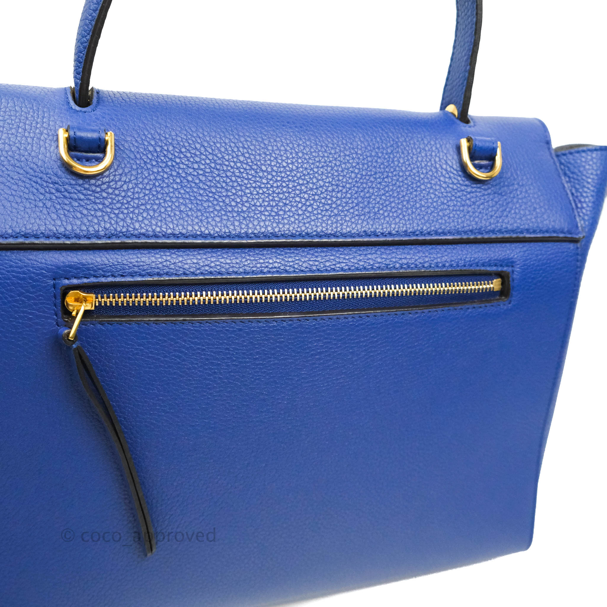 Celine Mini Belt Bag in Blue Grained Calfskin with Gold Hardware - Perfect for Everyday Use, Travel & Fashion Accessories