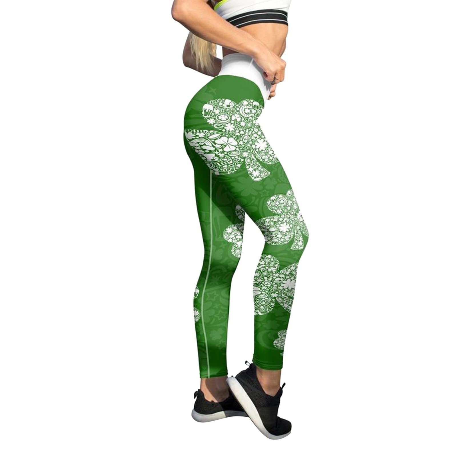 Women's High Waist Yoga Pants - Soft Tummy Control Seamless Stretchy Workout Leggings for Gym, Running & St. Patrick's Day Party | Comfortable Fitness Tights for Women