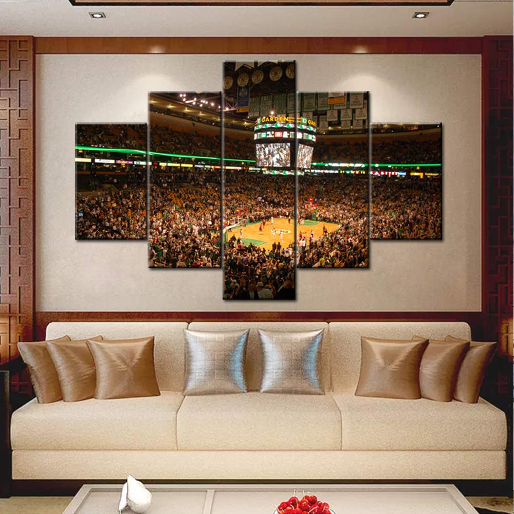 5-Piece Boston Celtics TD Garden Arena Canvas Wall Art Set - Framed Ready to Hang 60