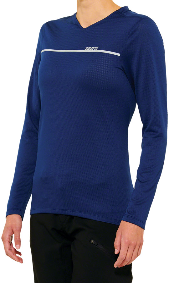 Ridecamp Women's Long Sleeve Jersey - 100% Breathable Cycling Top in Navy Blue, Size X-Large | Perfect for Road Biking, Mountain Cycling & Outdoor Sports