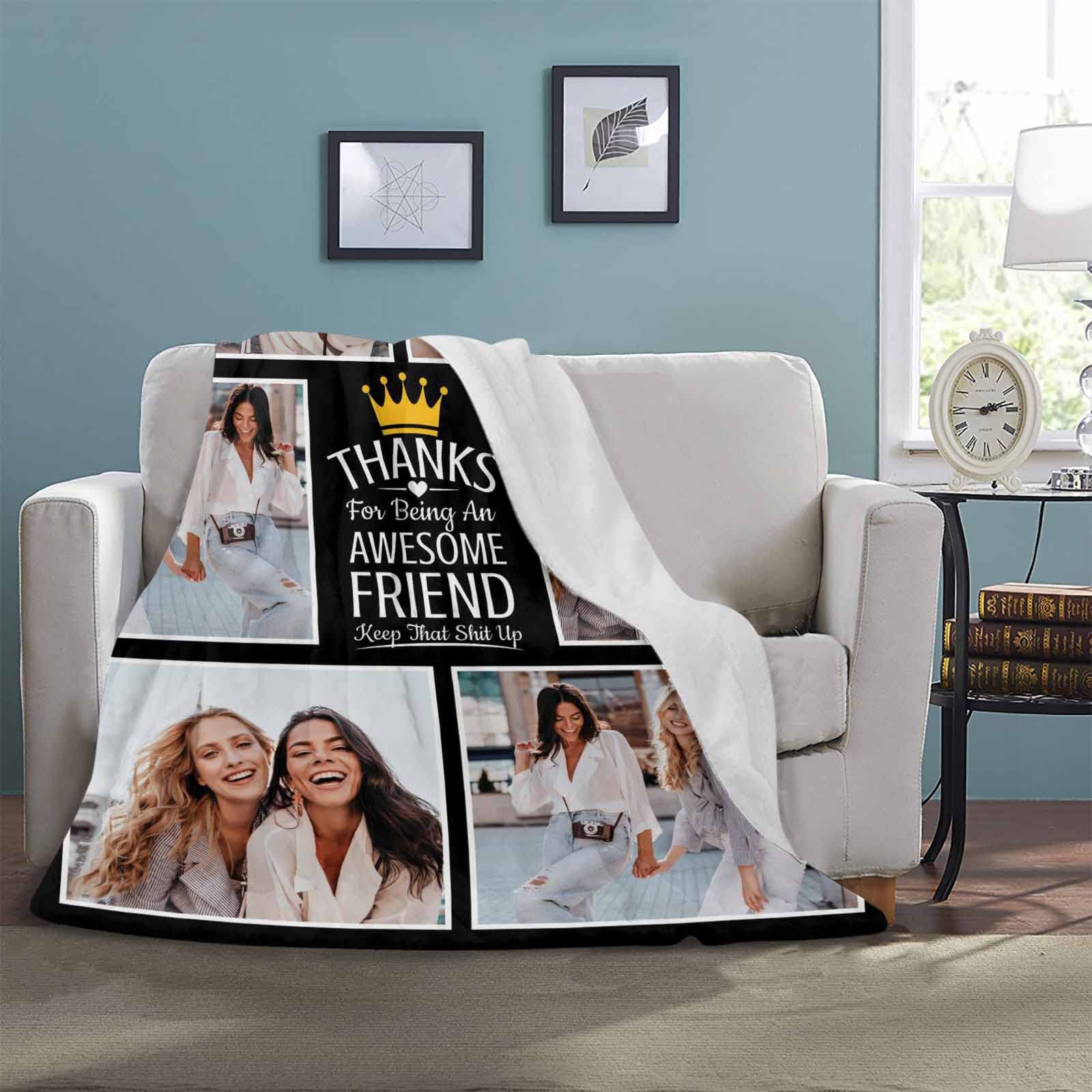 Funny Best Friend Friendship Blanket - Perfect Birthday, Galentines, Christmas Gift for Women, Teen Girls, and Long-Distance Friends - Ideal for Cozy Nights, Movie Marathons, and Sleepovers