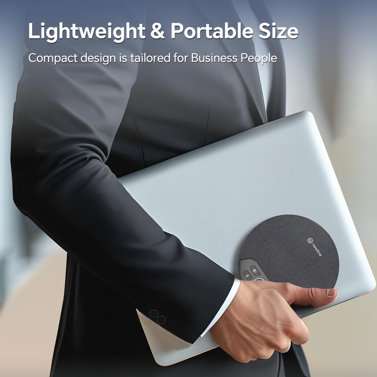 NewPie 91 Conference Speaker and Microphone - 4 AI Mics with 360° Voice Pickup, Plug & Play Bluetooth Speakerphone with Dongle, Wireless Daisy Chaining & Noise Reduction - Perfect for Business Meetings, Home Office & Remote Work