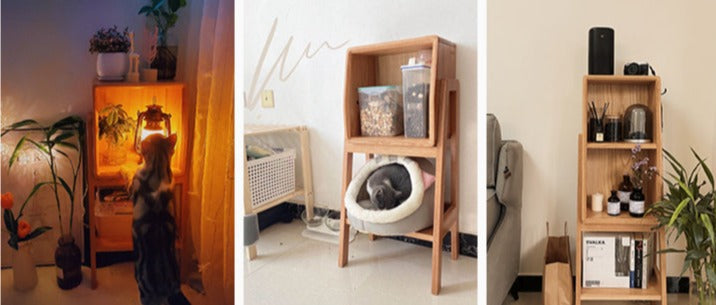 Solid Oak Wood Side Cabinet with Storage - Modern Living Room & Bedroom Furniture for Home Organization & Decor