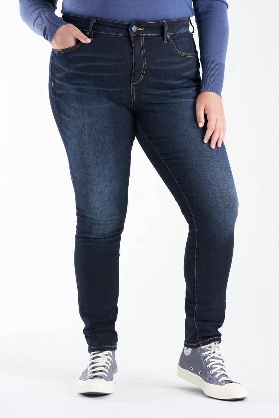 Premium Women's Plus Size Stretch High Rise Skinny Jeans - Comfortable & Flattering Slim Fit Denim Pants in Indigo | Perfect for Casual Wear, Office & Date Nights