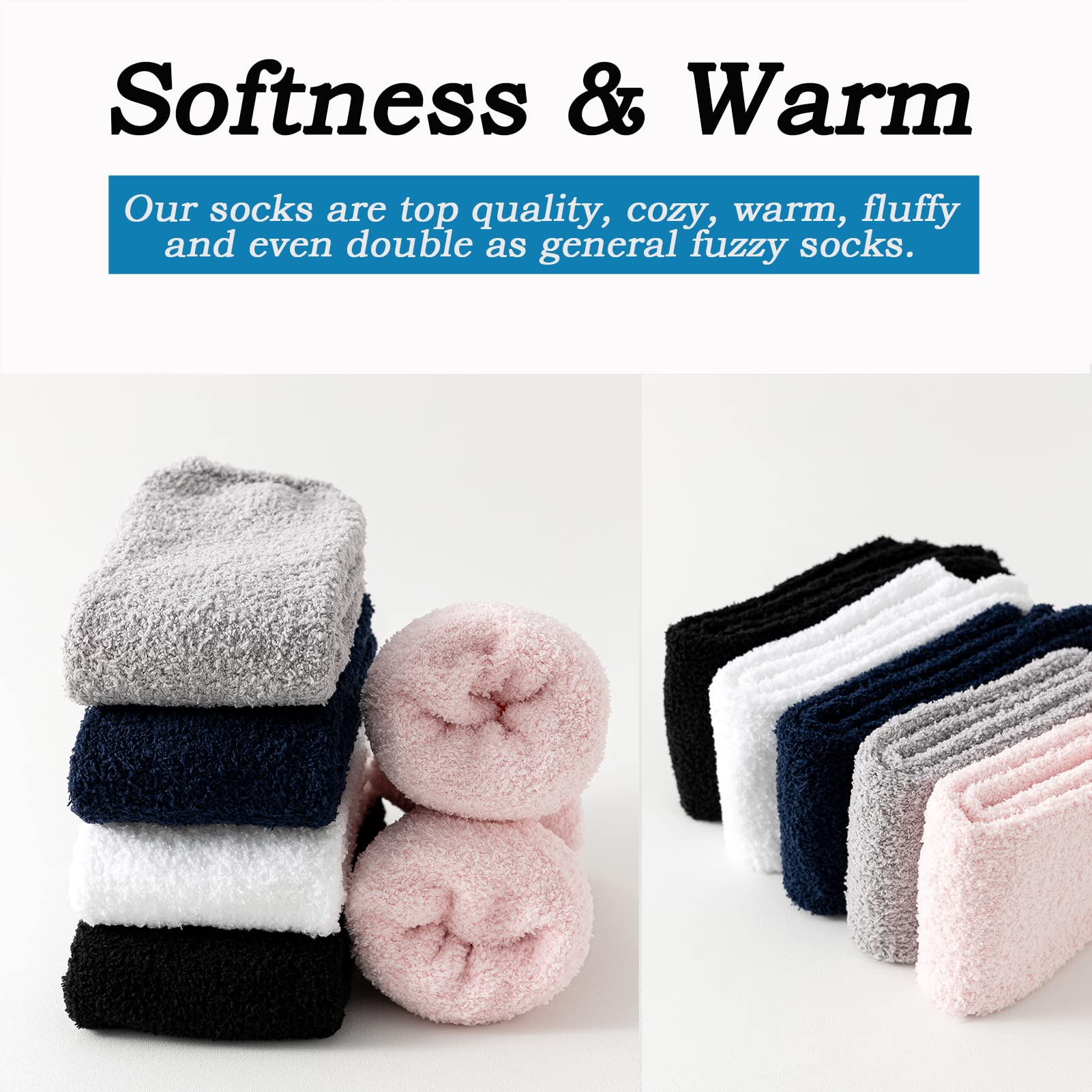 JORMATT 3 Pairs Ultra Thick Non-Slip Grip Fuzzy Socks for Women & Men - Cozy Warm House Slippers, Hospital Socks for Winter Indoor Comfort