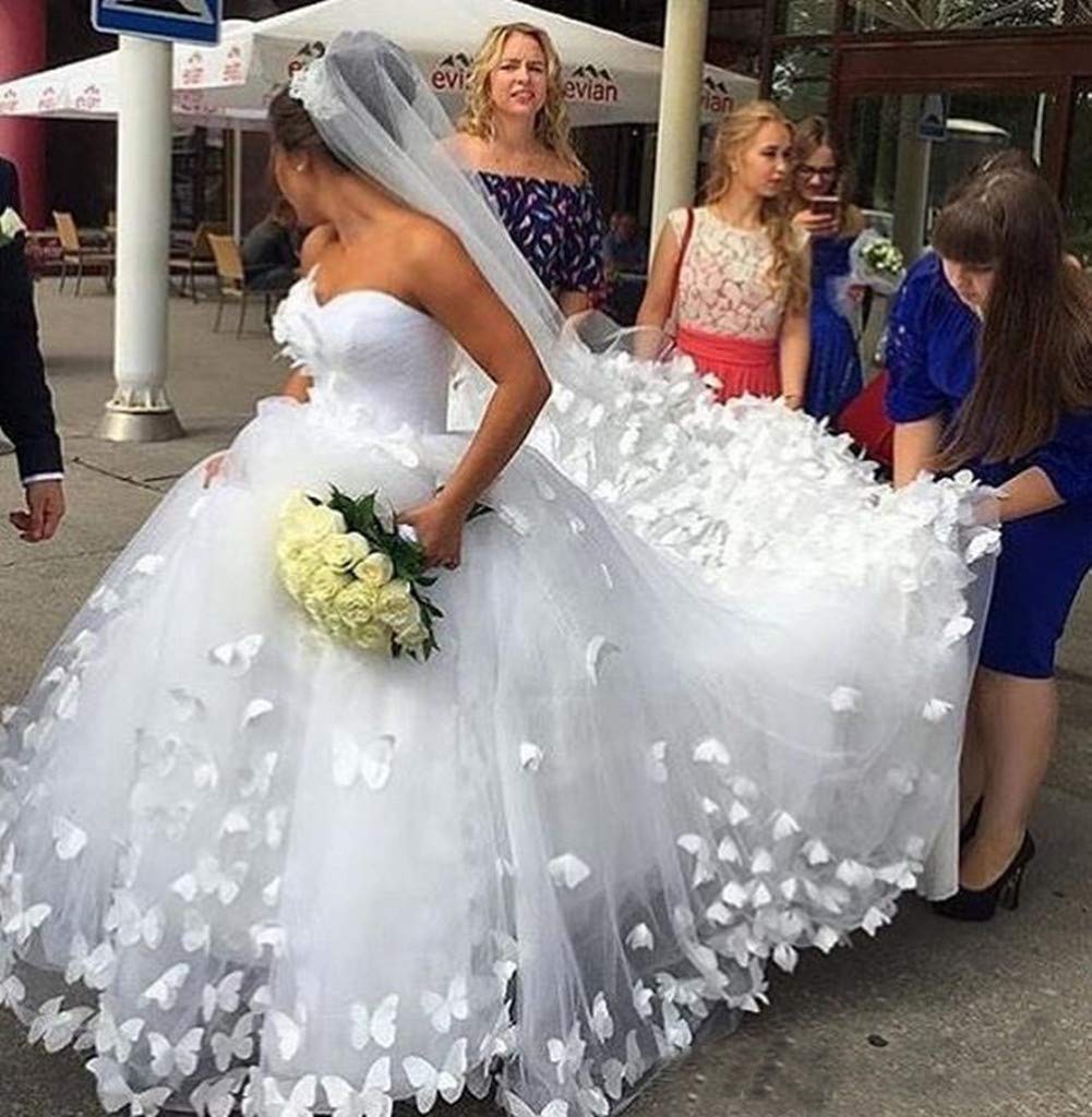 Elegant Women's Tulle Wedding Dress Ball Gown A-Line Bridal Gown with Butterfly Details - Perfect for Bridal Showers, Weddings & Formal Events