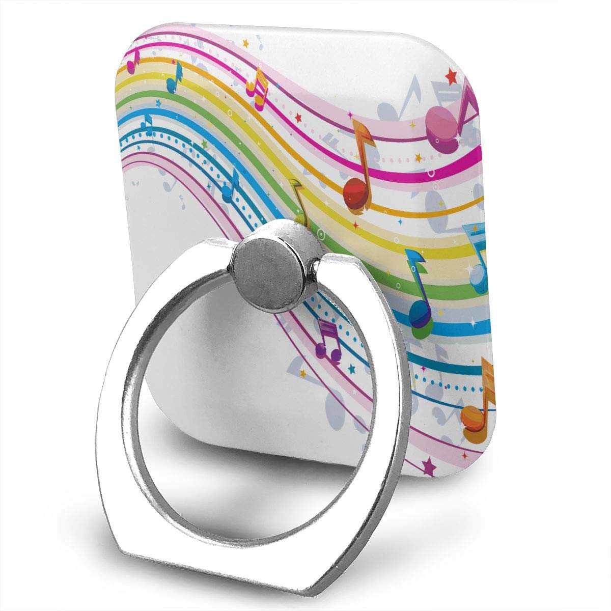 Colorful Adjustable 360° Rotating Phone Stand with Music Ring & Finger Grip - Universal Holder for iPhone X/6/6s/7/8/8 Plus, iPad, Kindle & Android Smartphones - Perfect for Desk, Car, Bedside & Office Use