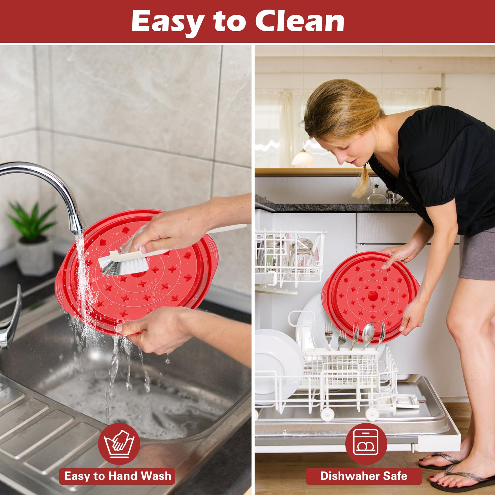 Manual Chicken Shredder Tool - Anti-Slip Meat Grinder with Transparent Lid & Tray Spacer | Ergonomic Handle, Dishwasher Safe, BPA-Free (Red) | Perfect for Pulled Chicken, Tacos, Sandwiches & Meal Prep