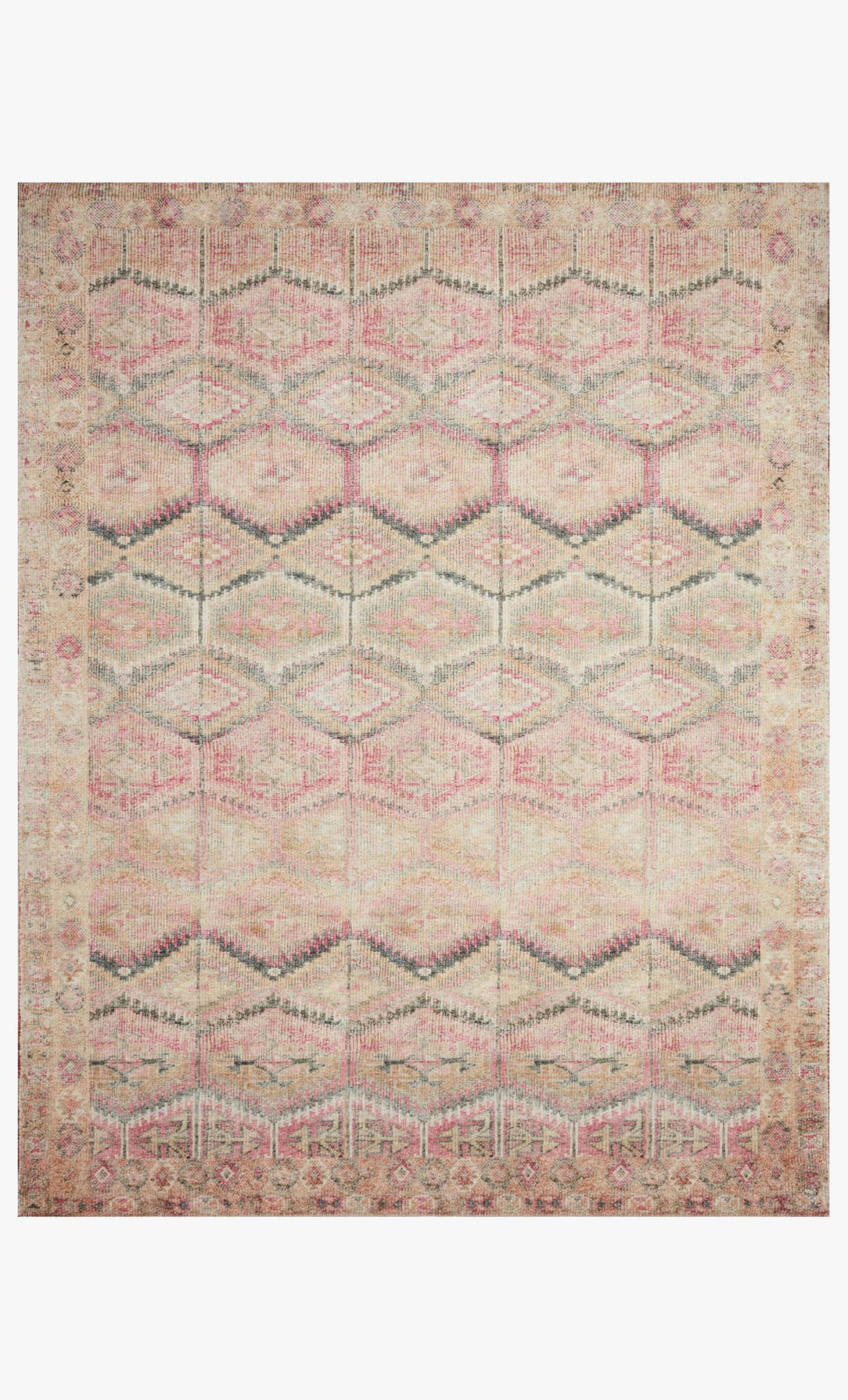 Layla Pink & Lagoon Area Rug - Soft Boho Chic Home Decor for Living Room, Bedroom, or Nursery