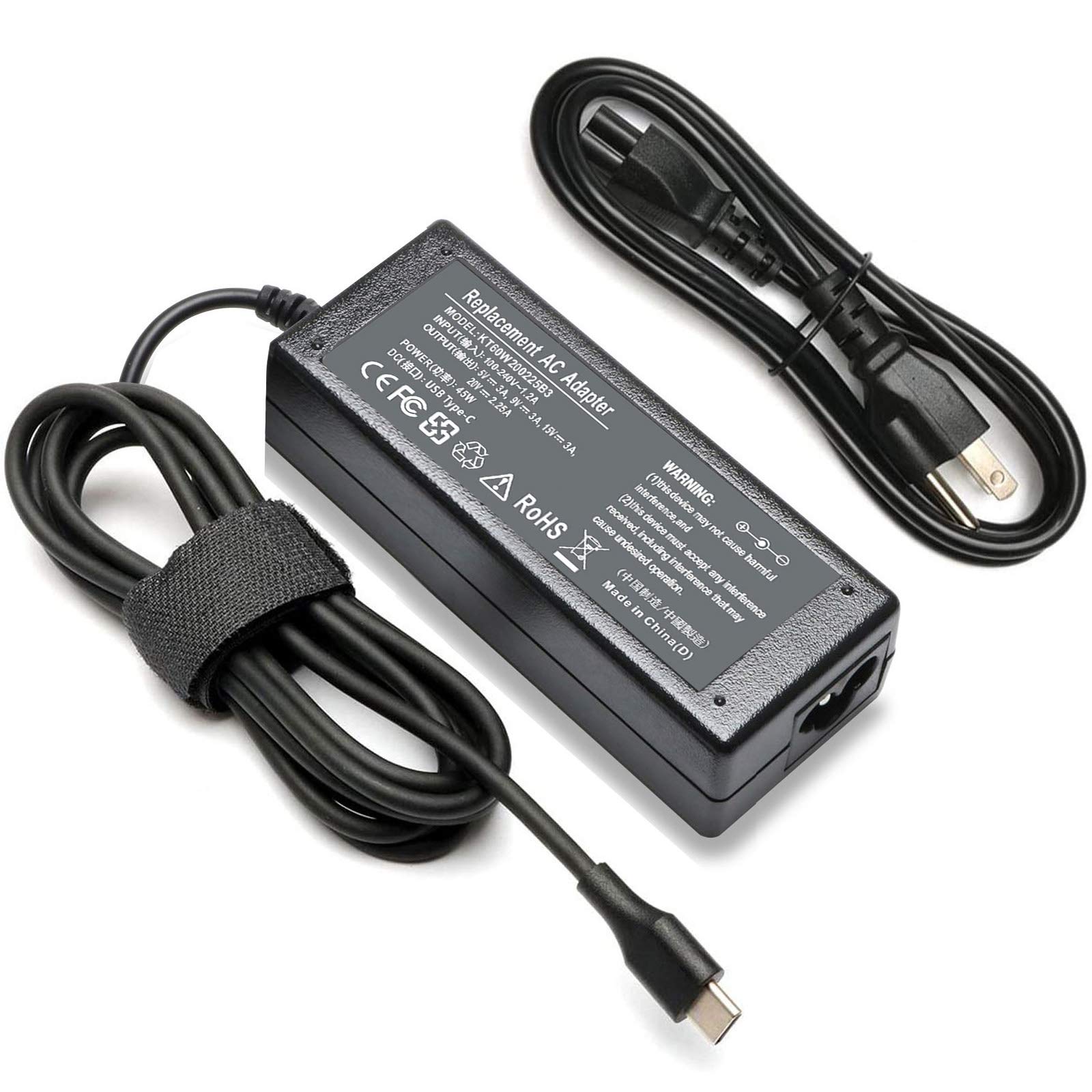 45W USB C Fast Charger Adapter for Lenovo Yoga C940, C740, S730, 720, 730, 720-13IKB, 730-13IKB, 730S, 910, 920, 920-13IKB & HP Chromebook X360 11-AE000, 13-AE000, 11-AE010NR, 13-AE011DX, 13-AE012DX - Compact Power Supply for Home, Office & Travel