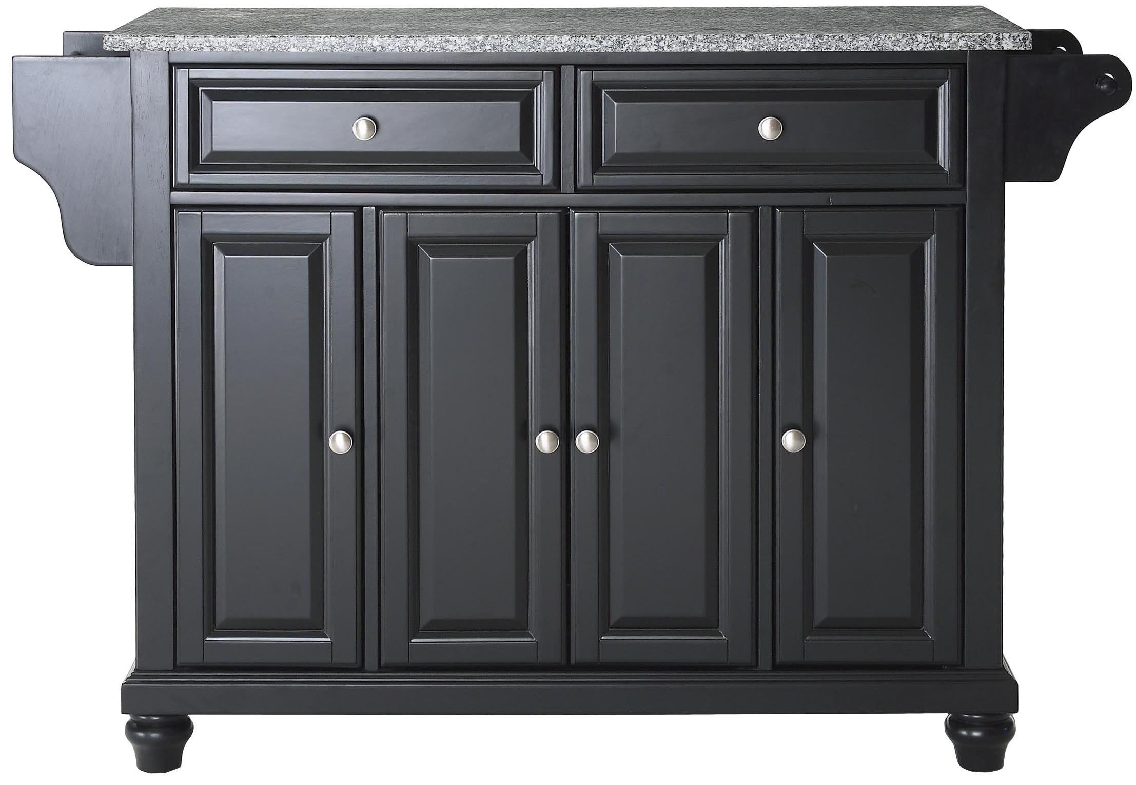 Crosley Cambridge Granite Top Rolling Kitchen Island Cart with Storage - Microwave Stand & Spice Rack - Black - Perfect for Small Kitchens, Pantry Organization & Extra Counter Space