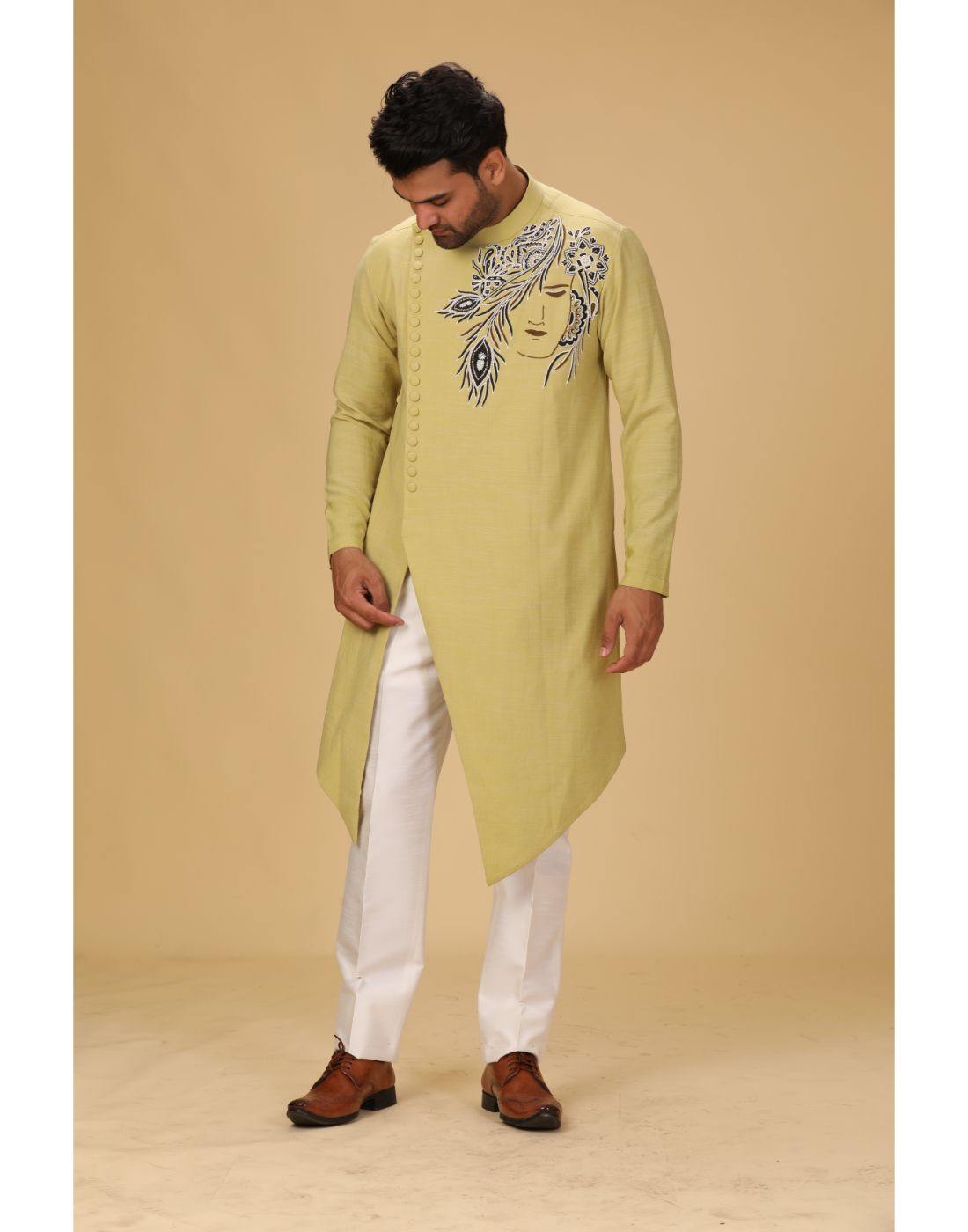 BluesnGreys Designer Lemon Yellow Embroidered Kurta Pant Set for Women | Party Wear & Festive Outfit | Perfect for Weddings, Diwali & Special Occasions