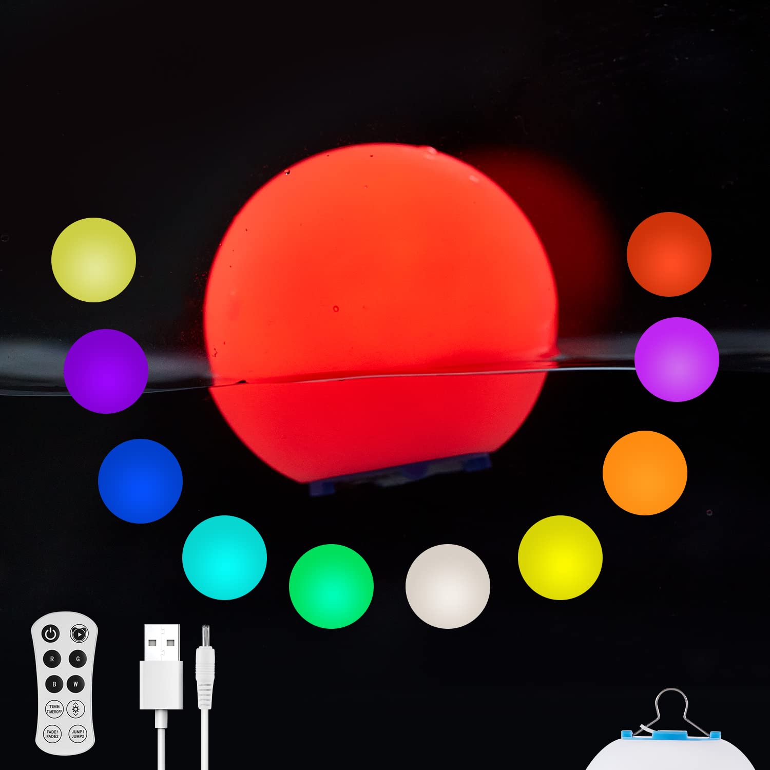 IPARTSEXPERT LED Floating Pool Lights - Rechargeable & Reusable Swimming Pool Lights Accessories - 3-in-1 Round Color Changing Glow Ball Lights for Pools, Garden, Lawn, Home Party & Christmas Decor (1PC) - Perfect for Night Swimming, Backyard Parties & Holiday Lighting