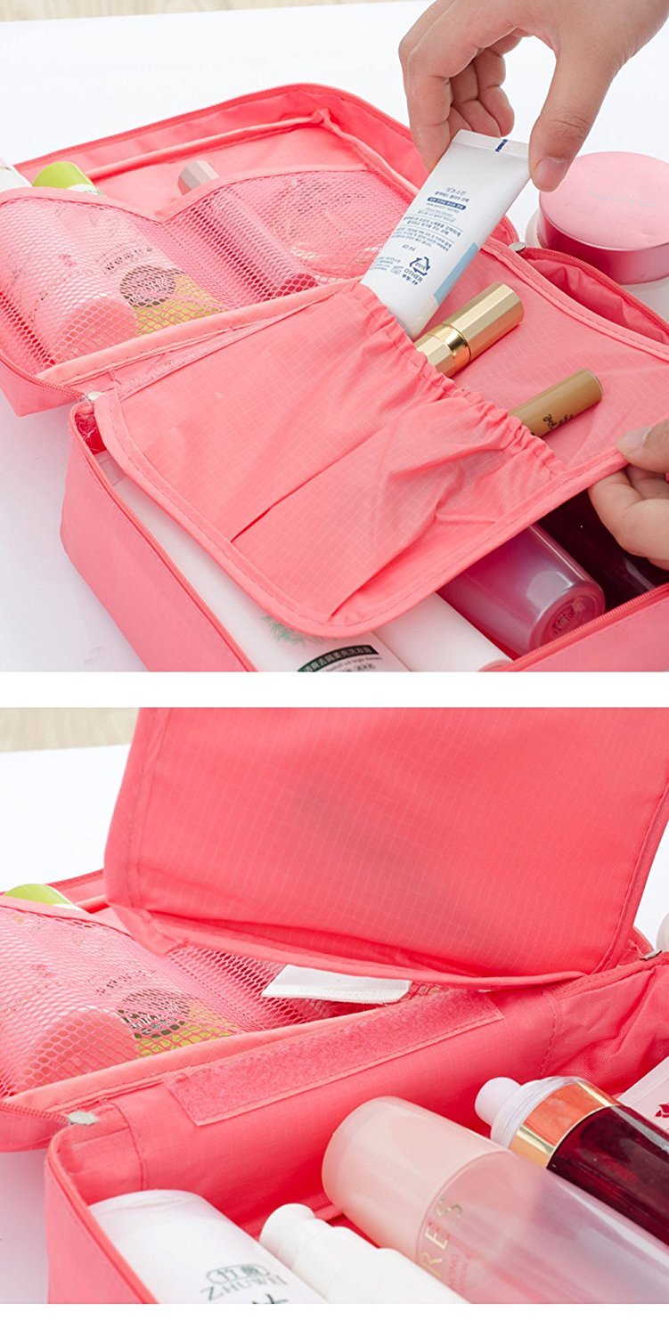 Waterproof Toiletry Bag for Travel - Cosmetic Makeup Organizer Pouch with Luggage Strap, Train Case for Bathroom Storage & On-the-Go Essentials | Perfect for Airplane Carry-on, Gym, Camping Trips