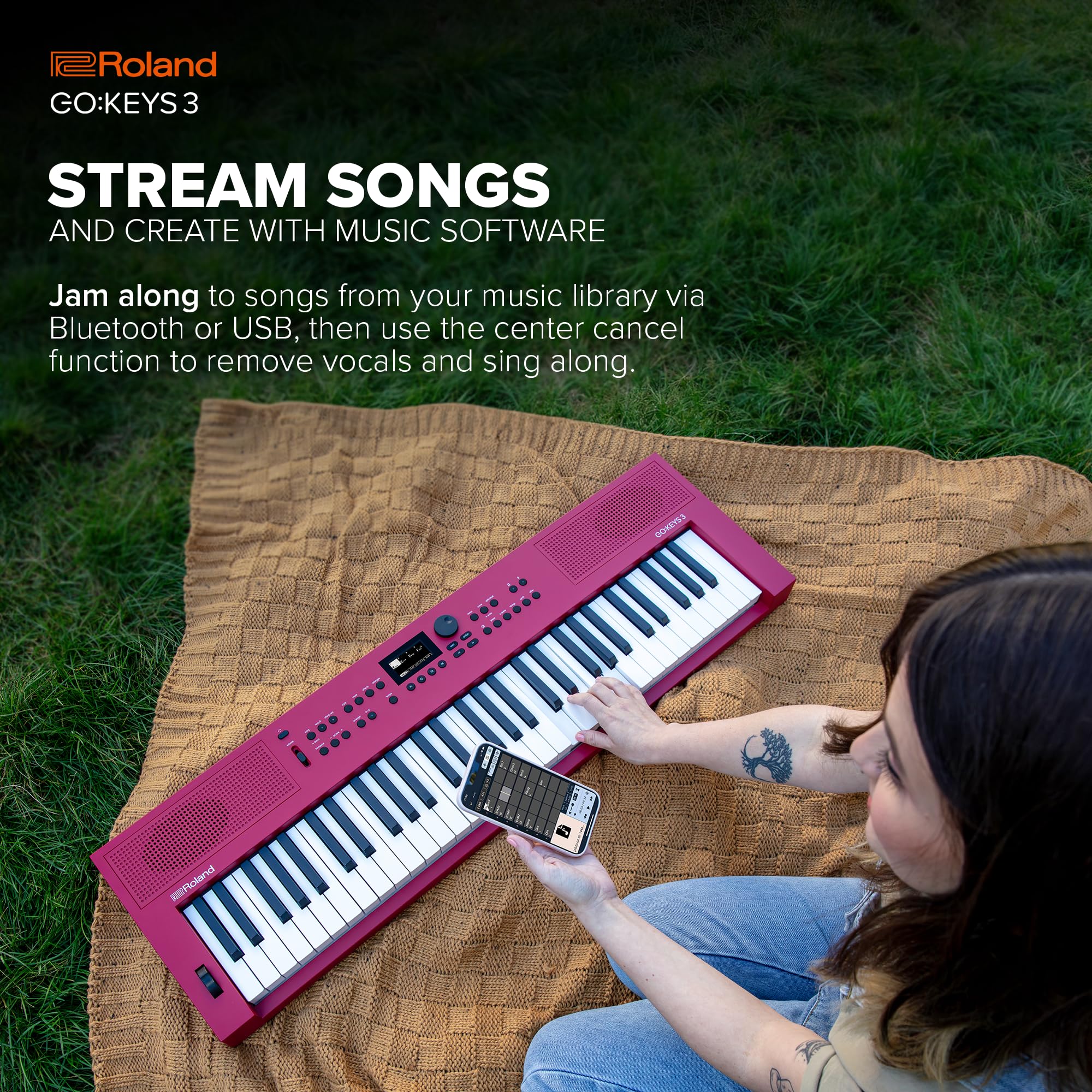 Roland GO:KEYS 3 61-Key Portable Music Keyboard with Built-In Speakers | Bluetooth MIDI & Audio Streaming | Lightweight for Home, Studio & Live Performance - Turquoise