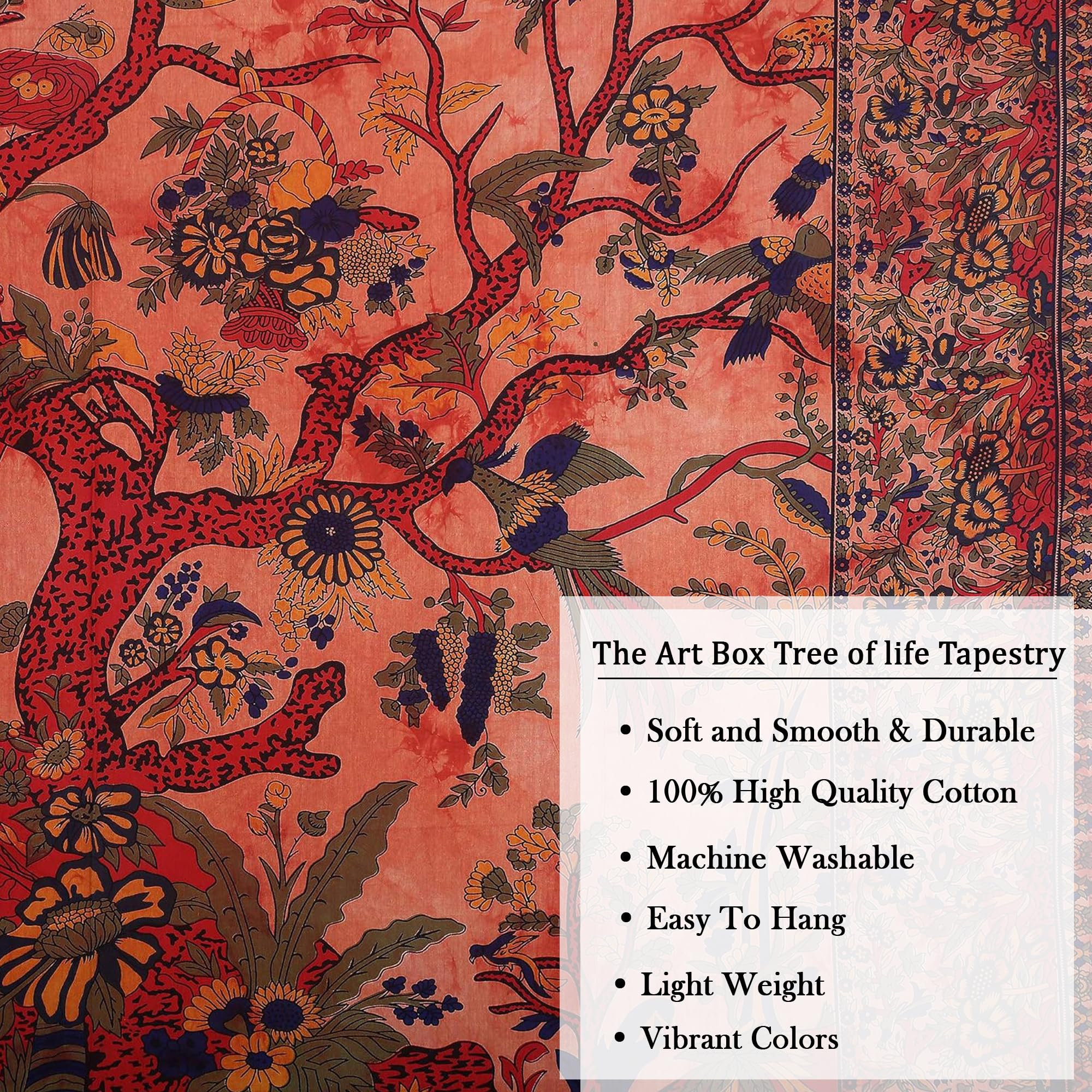 Orange Tree of Life Tapestry - Psychedelic Wall Hanging for Bedroom & Picnic Decor