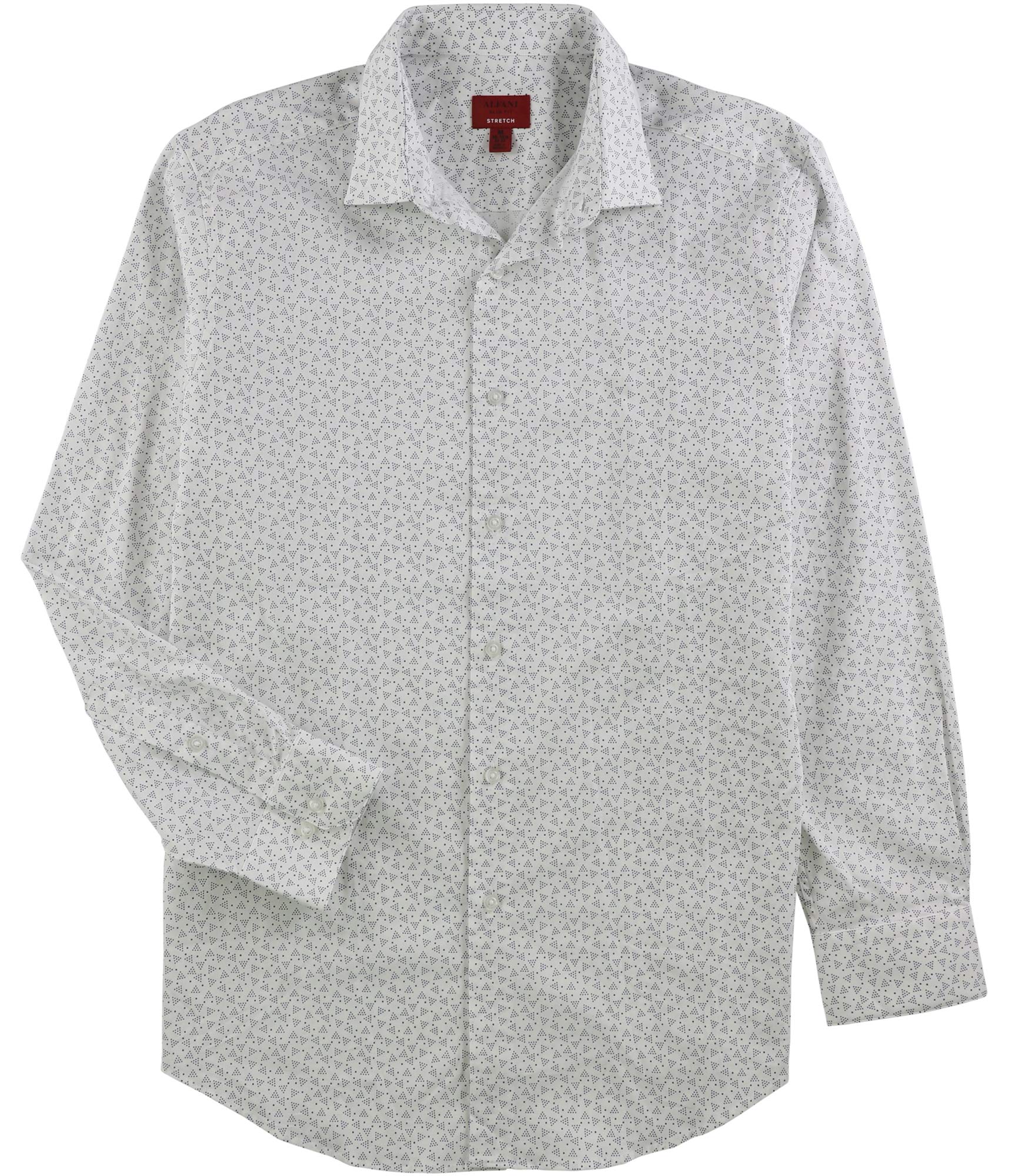 Alfani Men's Stylish Triangle Dot Button-Up Dress Shirt for Business, Office & Formal Occasions - Premium Cotton Comfort Fit Shirt for Work & Special Events