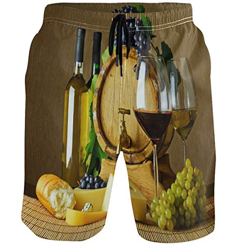 Premium Red & White Wine Glasses Set with Wooden Cheese Board - Perfect for Wine Tasting, Cheese Pairing & Entertaining Guests | Quick-Dry Men's Swim Trunks with Pockets - Ideal for Beach, Pool & Summer Vacations