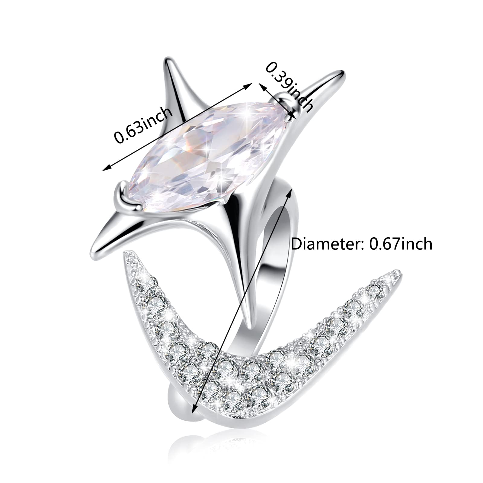 Zirconia Open Ring for Women - Elegant Mother's Day Jewelry Gift for Wife & Mom | Fashionable Statement Ring for Date Night & Special Occasions