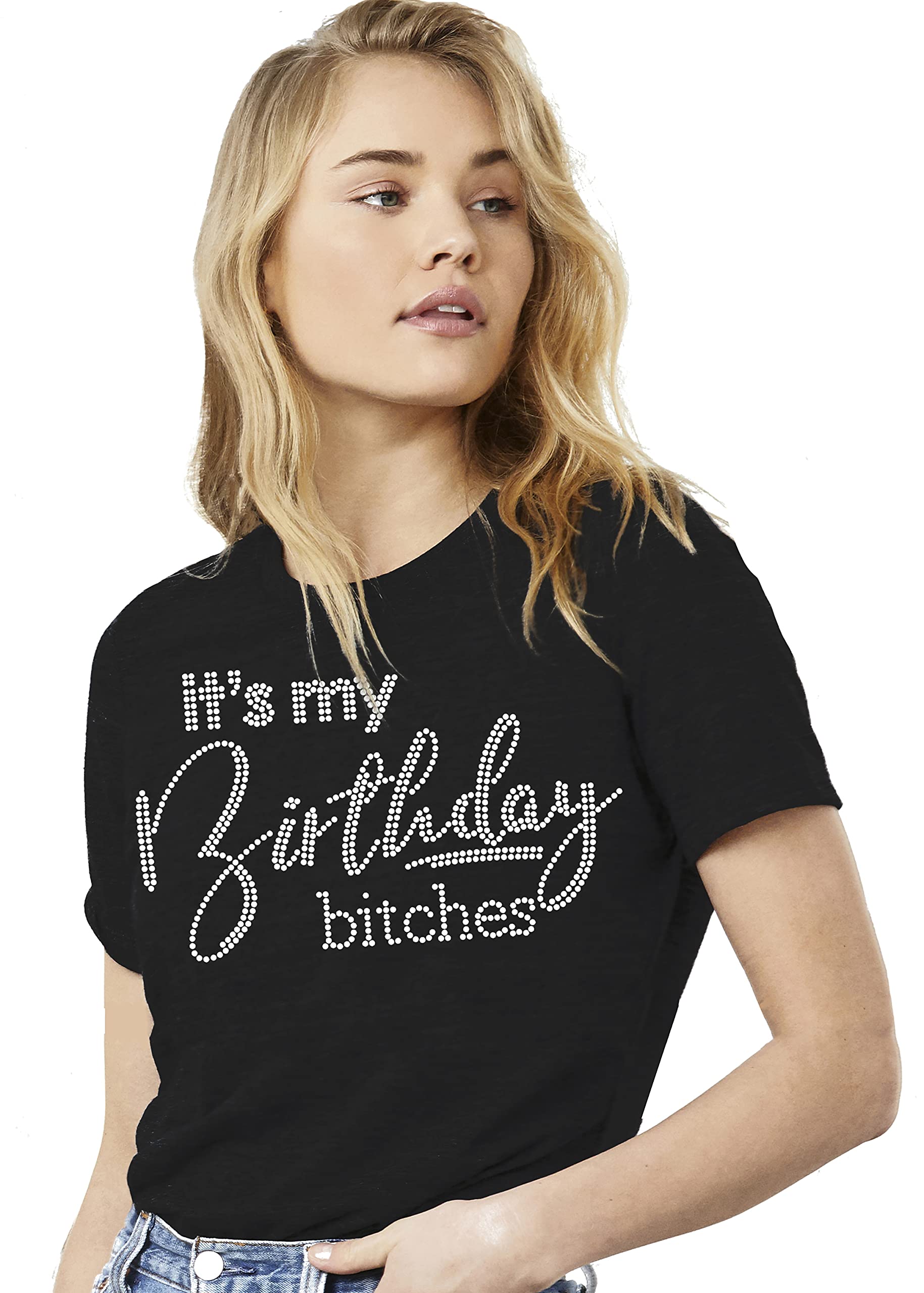 Women's Birthday Squad Rose Gold Glam T-Shirt - Black Party Tee for Women - Small Size - Perfect for Girls' Night Out, Bachelorette Parties & Birthday Celebrations
