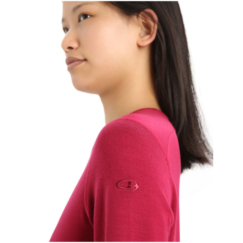 Icebreaker Women's 260 Merino Wool Thermal Base Layer Top - Cherry Red (Size L) | Warm Winter Underwear for Hiking, Skiing & Outdoor Activities