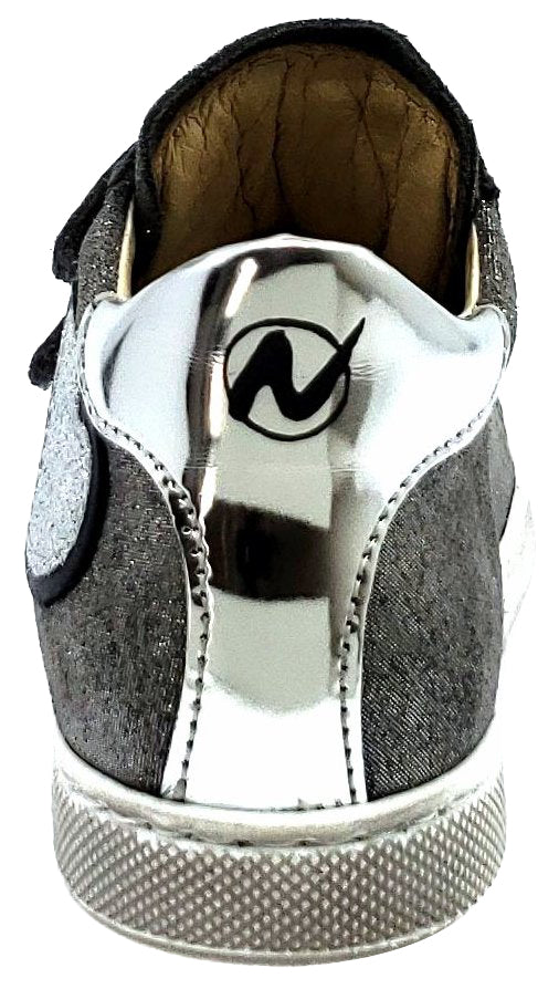 Naturino Kids' Sneakers 1Q52 Damme Vl - Velvet Glitter & Steel Mirror Silver for Boys & Girls | Comfortable School & Casual Shoes for Daily Wear