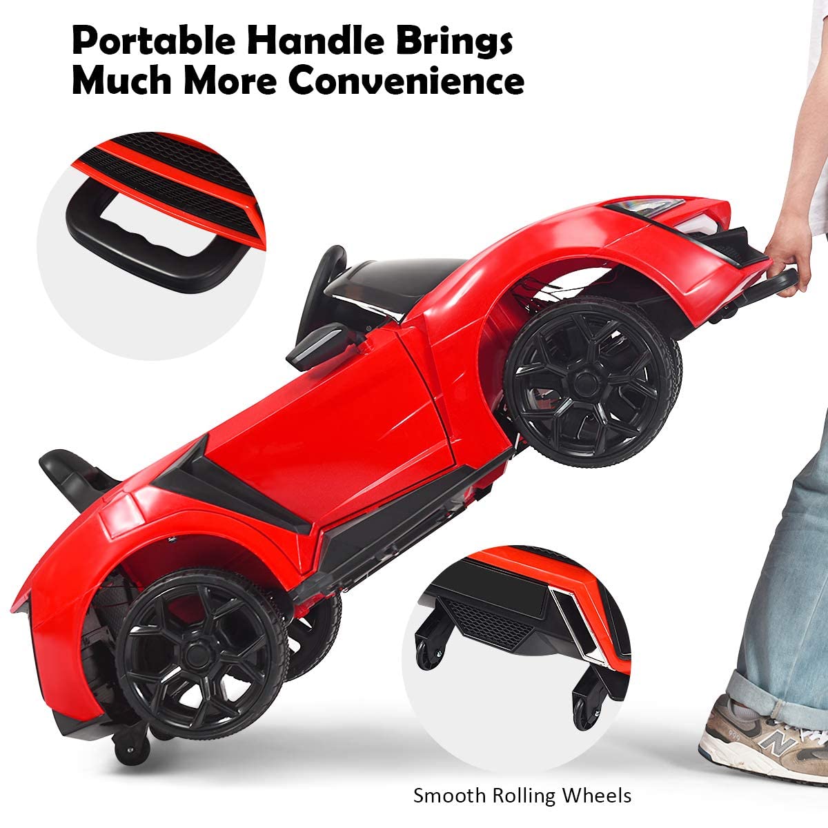 OLAKIDS 12V Kids Electric Ride-On Car with Parental Remote Control, Spring Suspension, LED Lights & Music - 4-Wheel Battery-Powered Toy Vehicle for Toddlers (Red) | Perfect for Indoor Play, Outdoor Adventures & Birthday Gifts